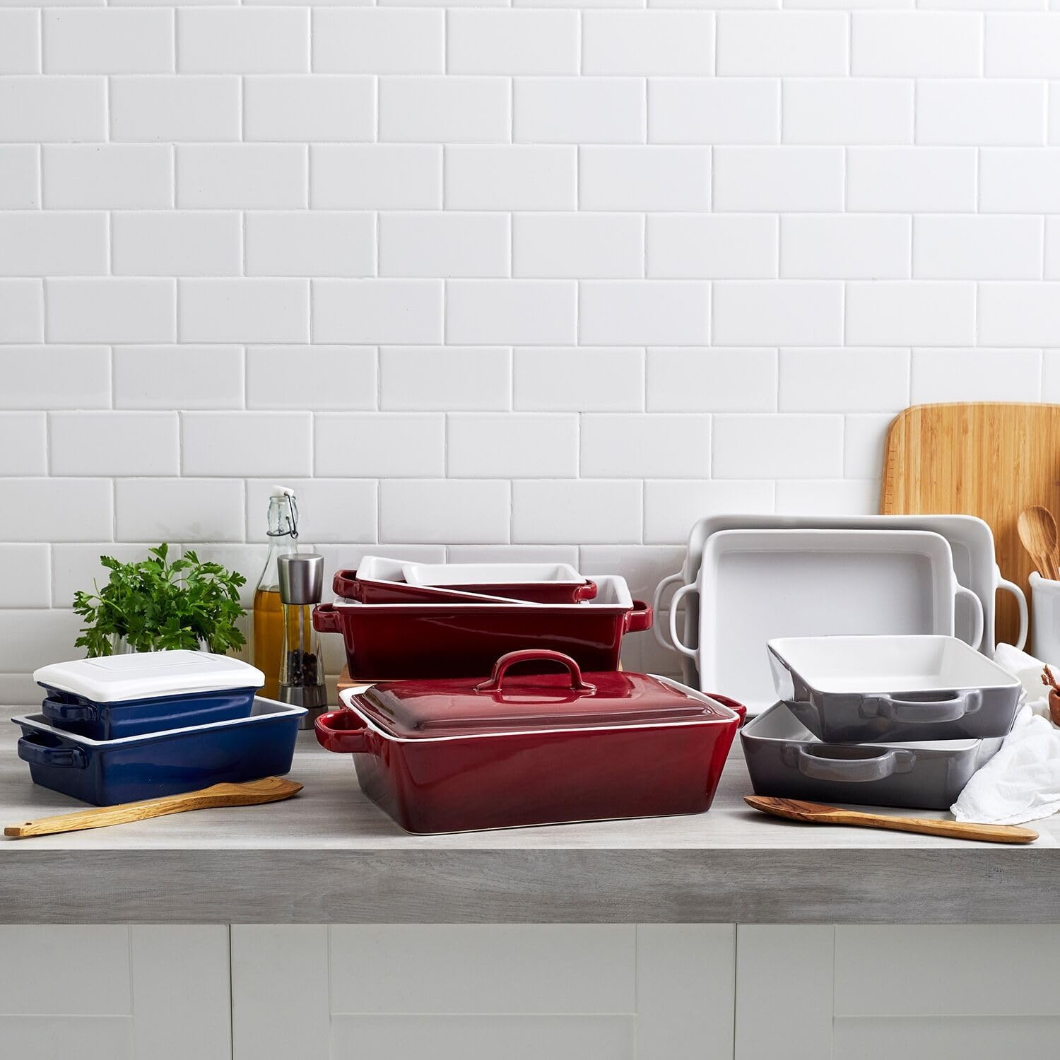image:imageSur La Table Rectangular Stoneware Casserole with Lid 4 qt WhiteWhite