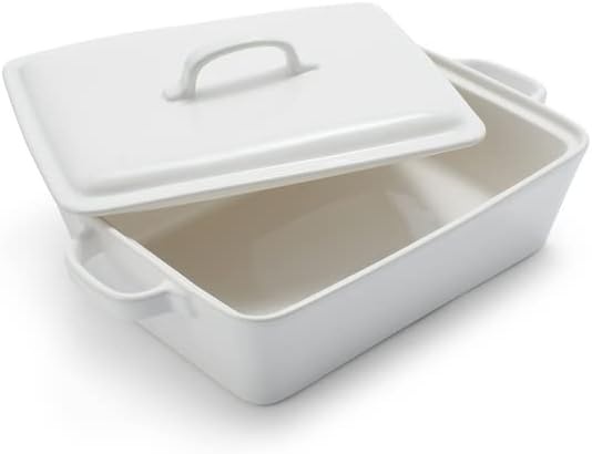 image:imageSur La Table Rectangular Stoneware Casserole with Lid 4 qt WhiteWhite