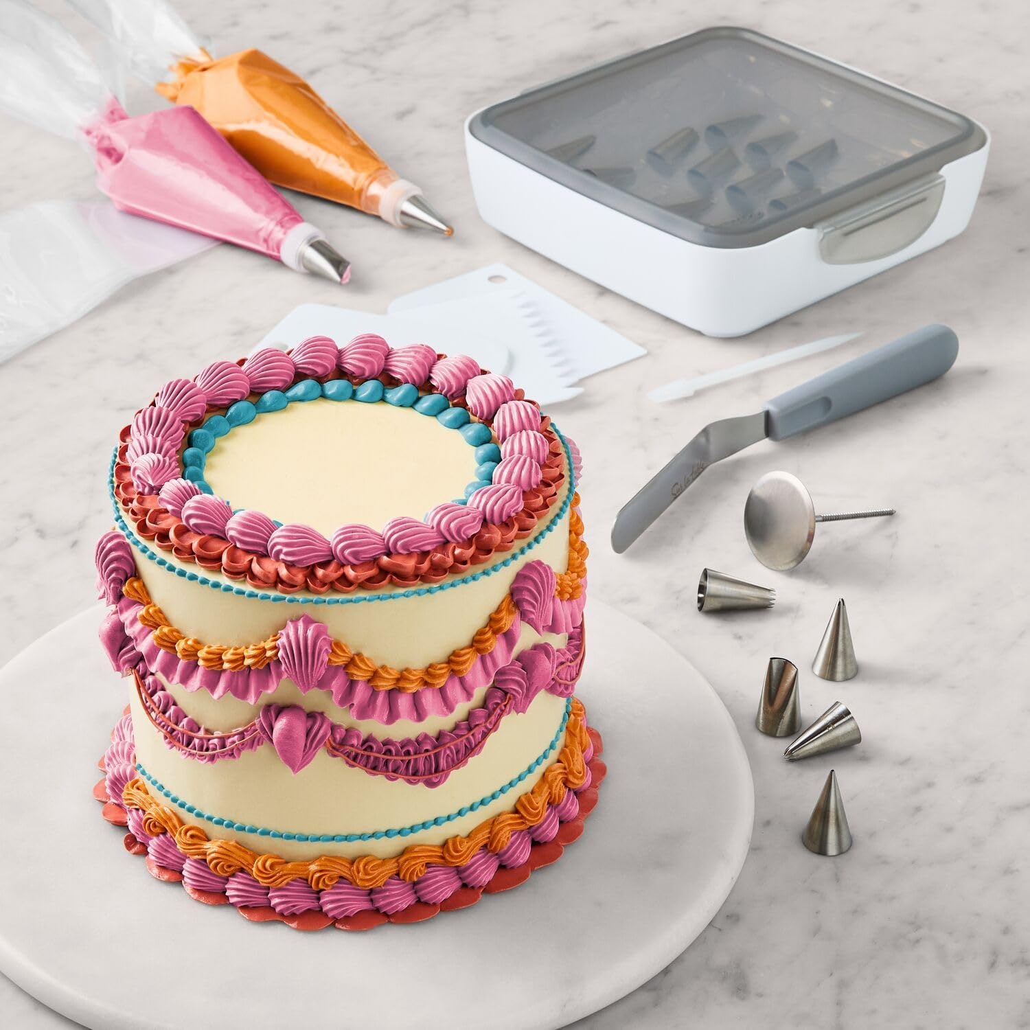 image:imageSur La Table Ultimate Decorating Set 34Piece Complete Stainless Steel Cake Decorating Kit with Tips Bags and Coupler for Frosting 34Piece