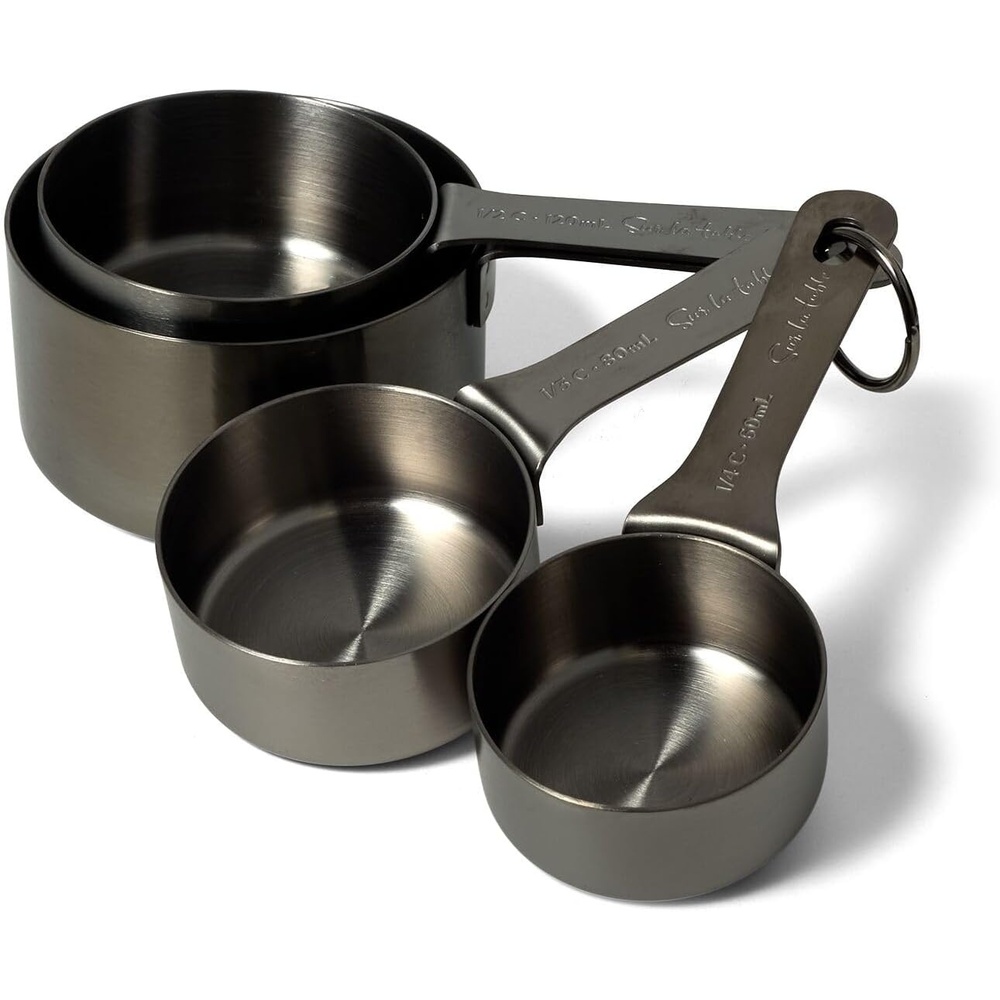 image:imageSur La Table Black Measuring Cups Set of 4 Stainless Steel Nesting Cups in Sleek Black Finish for Precise Baking Measurements Set of 4