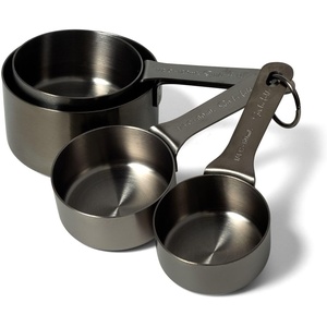 image:imageSur La Table Black Measuring Cups Set of 4 Stainless Steel Nesting Cups in Sleek Black Finish for Precise Baking Measurements Set of 4