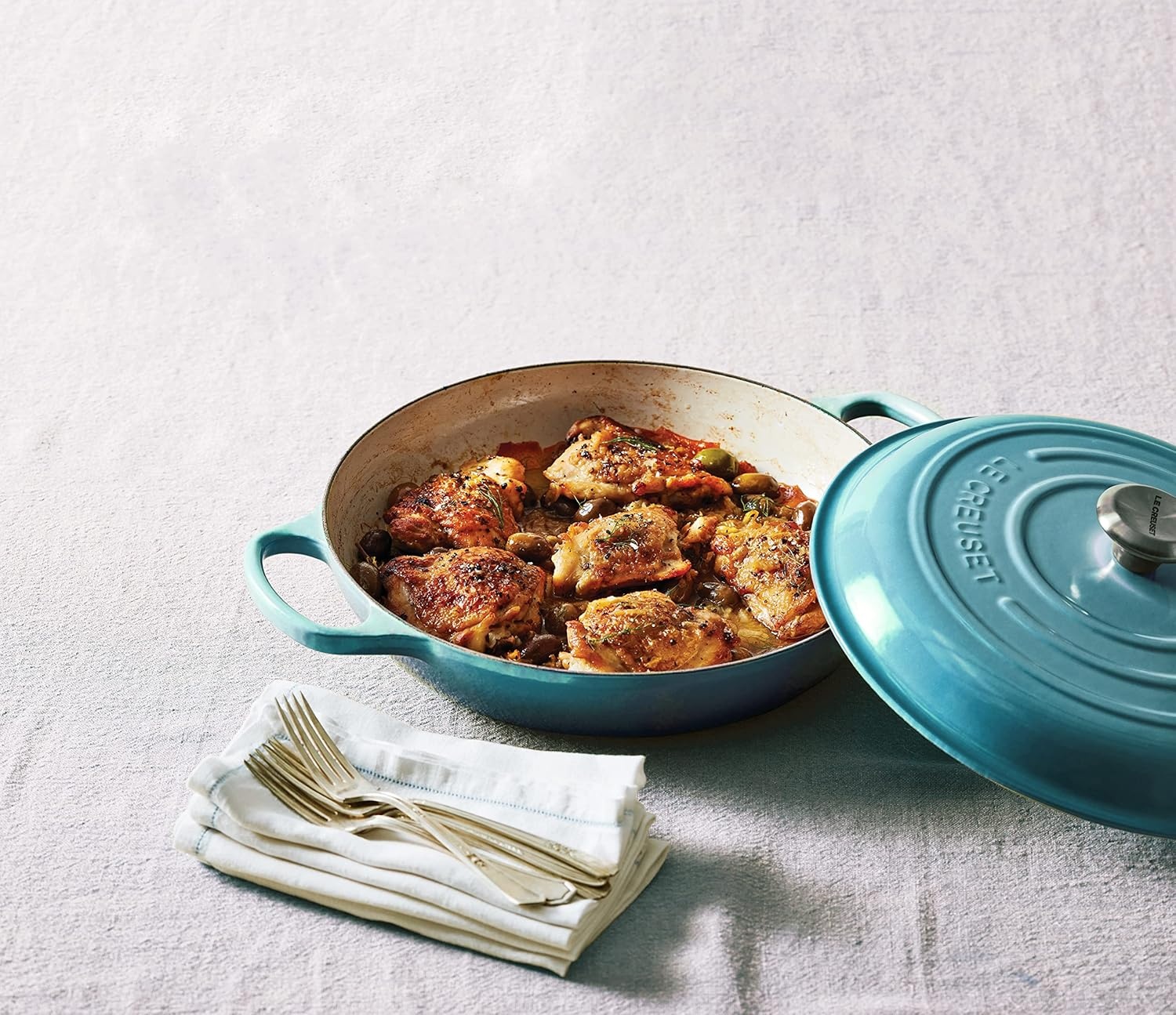image:imageLe Creuset Enameled Cast Iron Signature Braiser 5 qt CeriseCaribbean