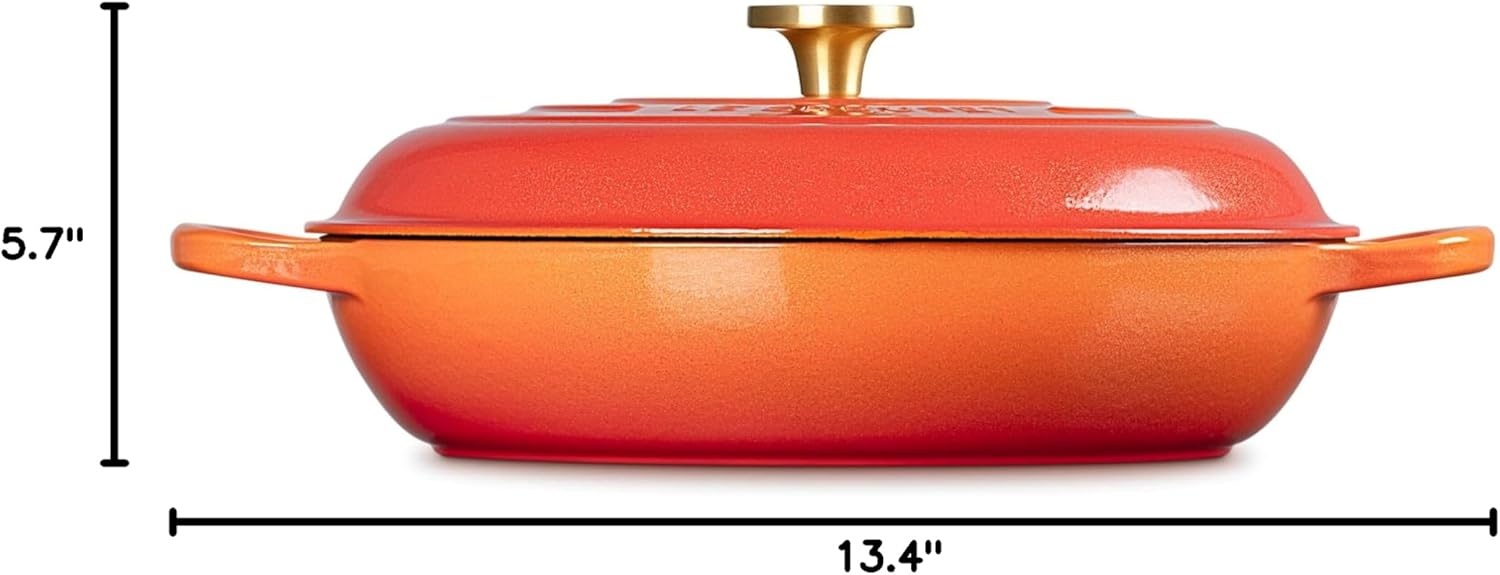 image:imageLe Creuset Enameled Cast Iron Signature Braiser 5 qt CeriseFlamme Doree