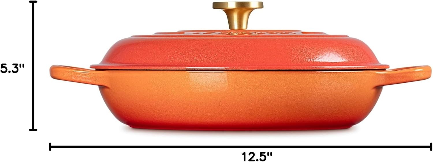 image:imageLe Creuset Enameled Cast Iron Signature Braiser 5 qt CeriseFlamme Doree