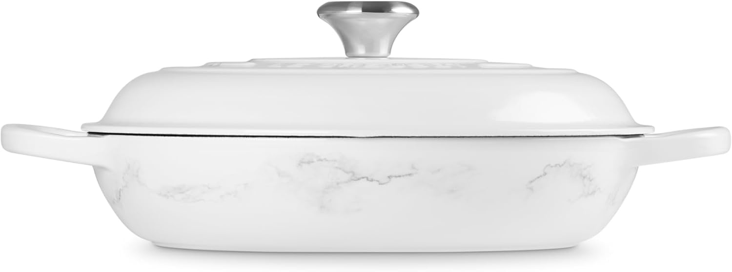 image:imageLe Creuset Enameled Cast Iron Signature Braiser 5 qt CeriseMarble