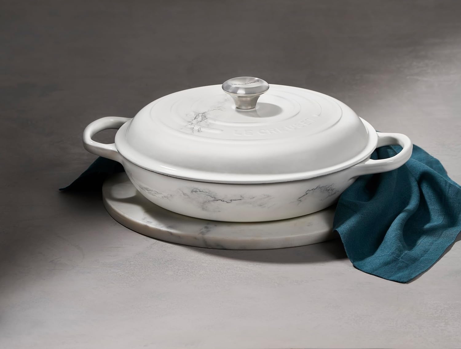 image:imageLe Creuset Enameled Cast Iron Signature Braiser 5 qt CeriseMarble
