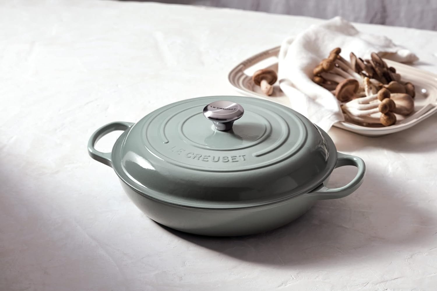 image:imageLe Creuset Enameled Cast Iron Signature Braiser 5 qt CeriseSea Salt