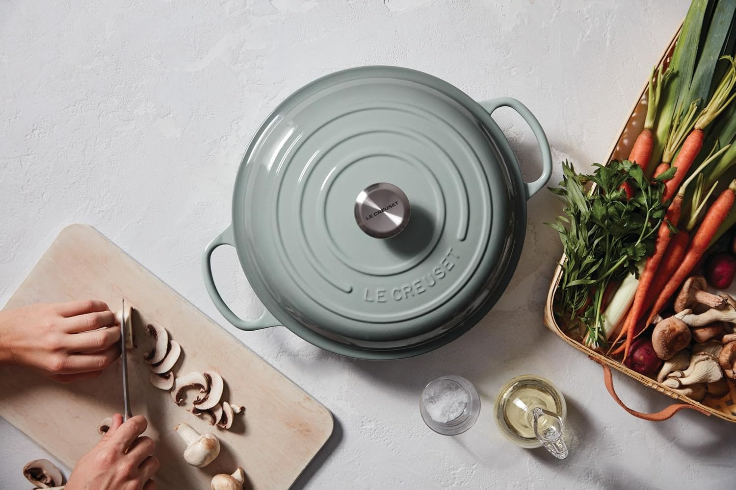 image:imageLe Creuset Enameled Cast Iron Signature Braiser 5 qt CeriseSea Salt