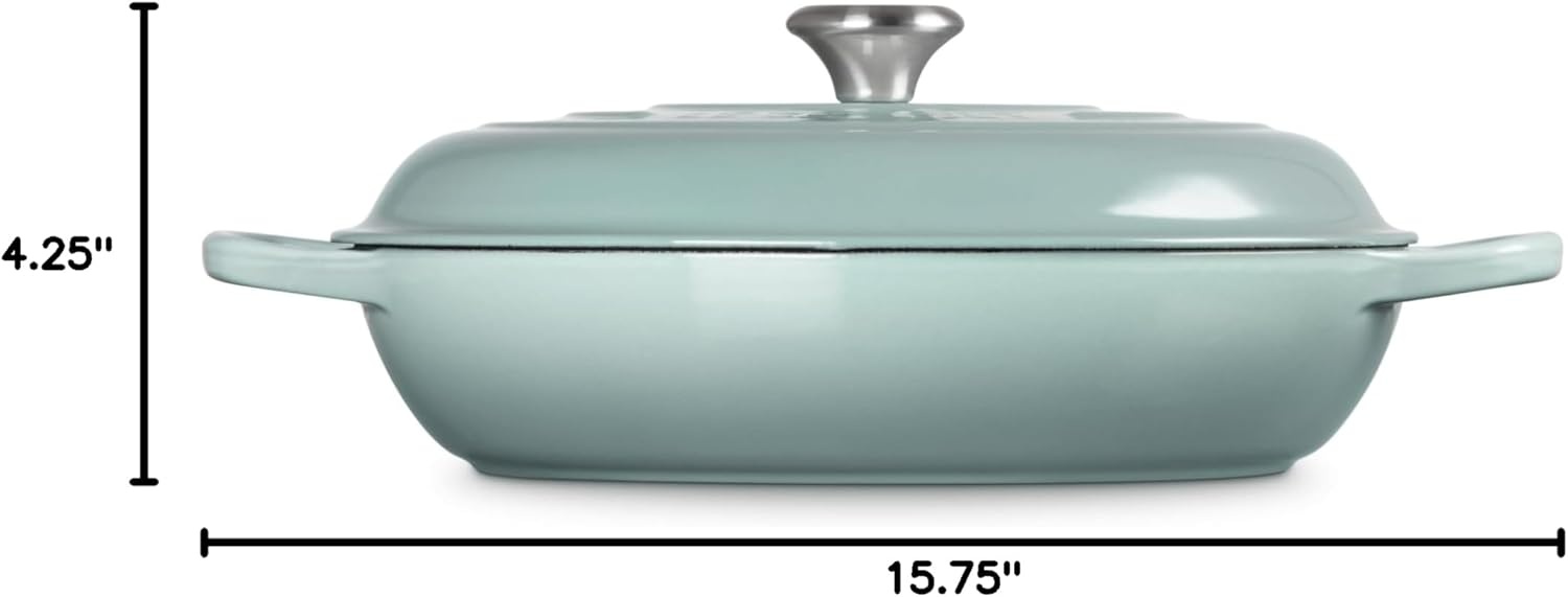 image:imageLe Creuset Enameled Cast Iron Signature Braiser 5 qt CeriseSea Salt