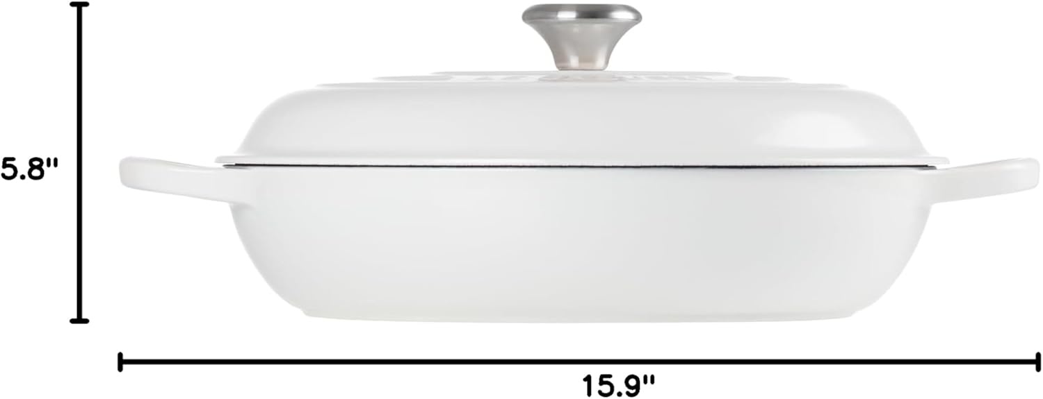 image:imageLe Creuset Enameled Cast Iron Signature Braiser 5 qt CeriseWhite