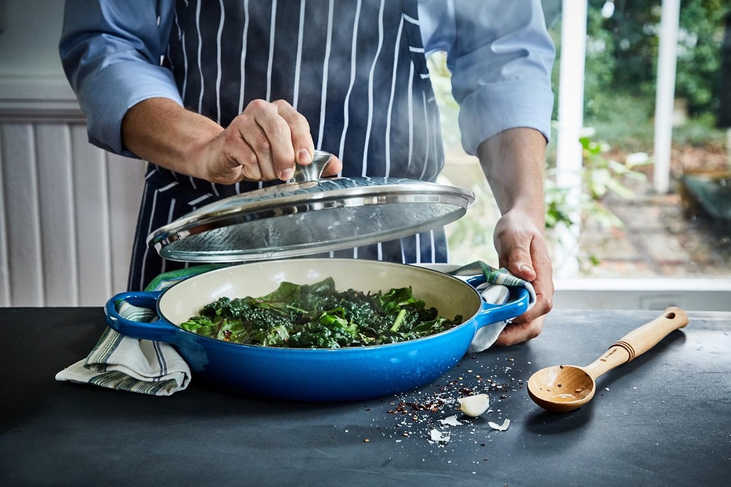 image:imageLe Creuset of America Enameled Cast Iron Buffet Casserole with Glass Lid 3 12 quart FlameMarseille