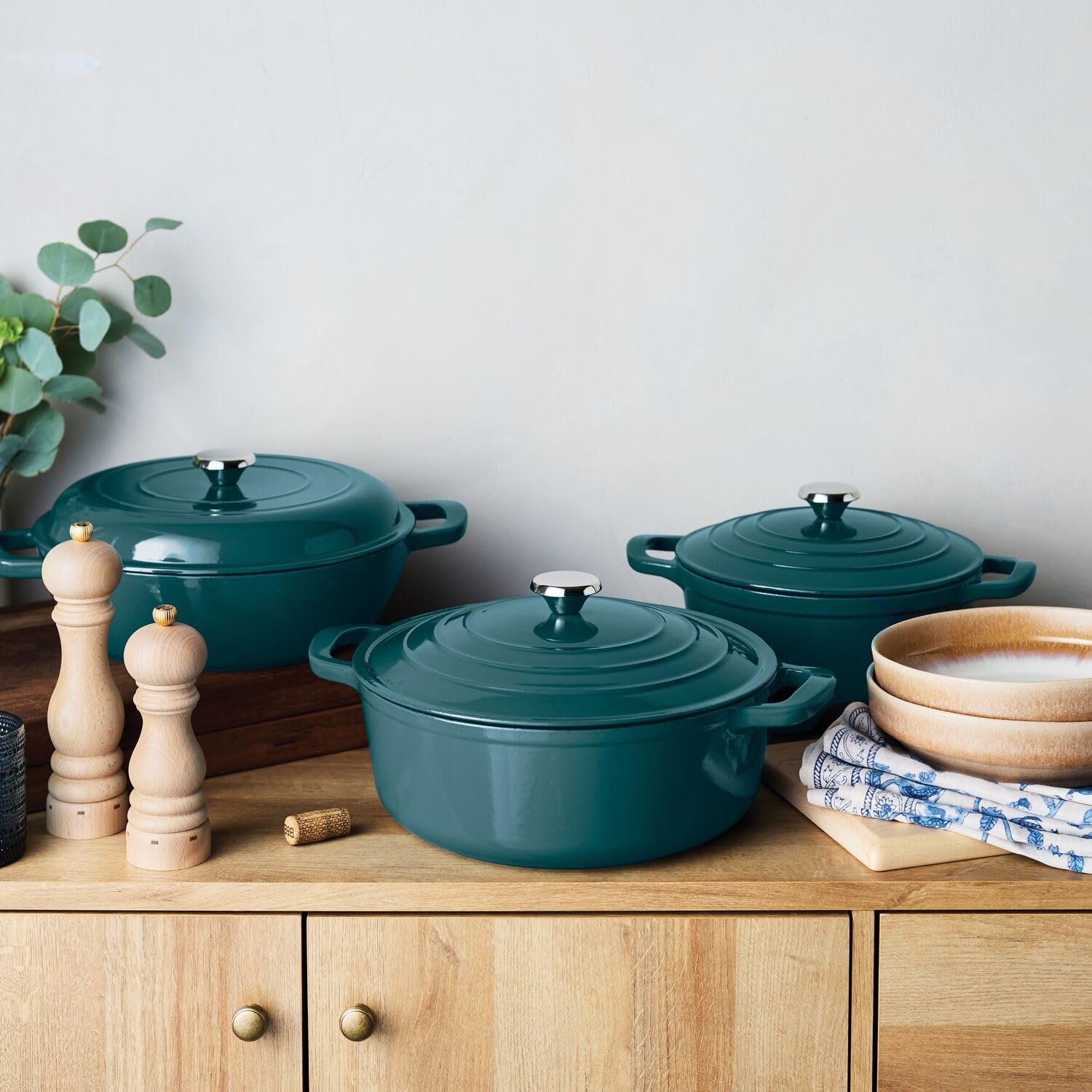 image:imageSur La Table Enameled Cast Iron Deep Braiser 5 qt Dark Teal