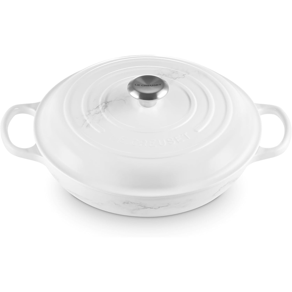 image:imageLe Creuset Enameled Cast Iron Signature Braiser 5 qt CeriseMarble