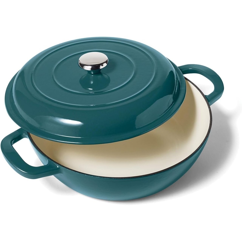 image:imageSur La Table Enameled Cast Iron Deep Braiser 5 qt Dark Teal