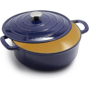 image:imageSur La Table 7Qt Enameled Cast Iron Dutch Oven  With Lid for Braising Baking amp Deep Frying Induction Compatible Oven to 500F Seals in Moisture for Flavorful Results Dark TealBlue