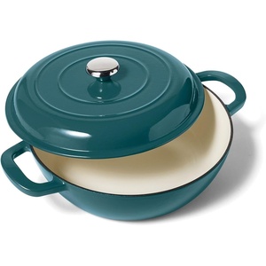 image:imageSur La Table Enameled Cast Iron Deep Braiser 5 qt Dark Teal