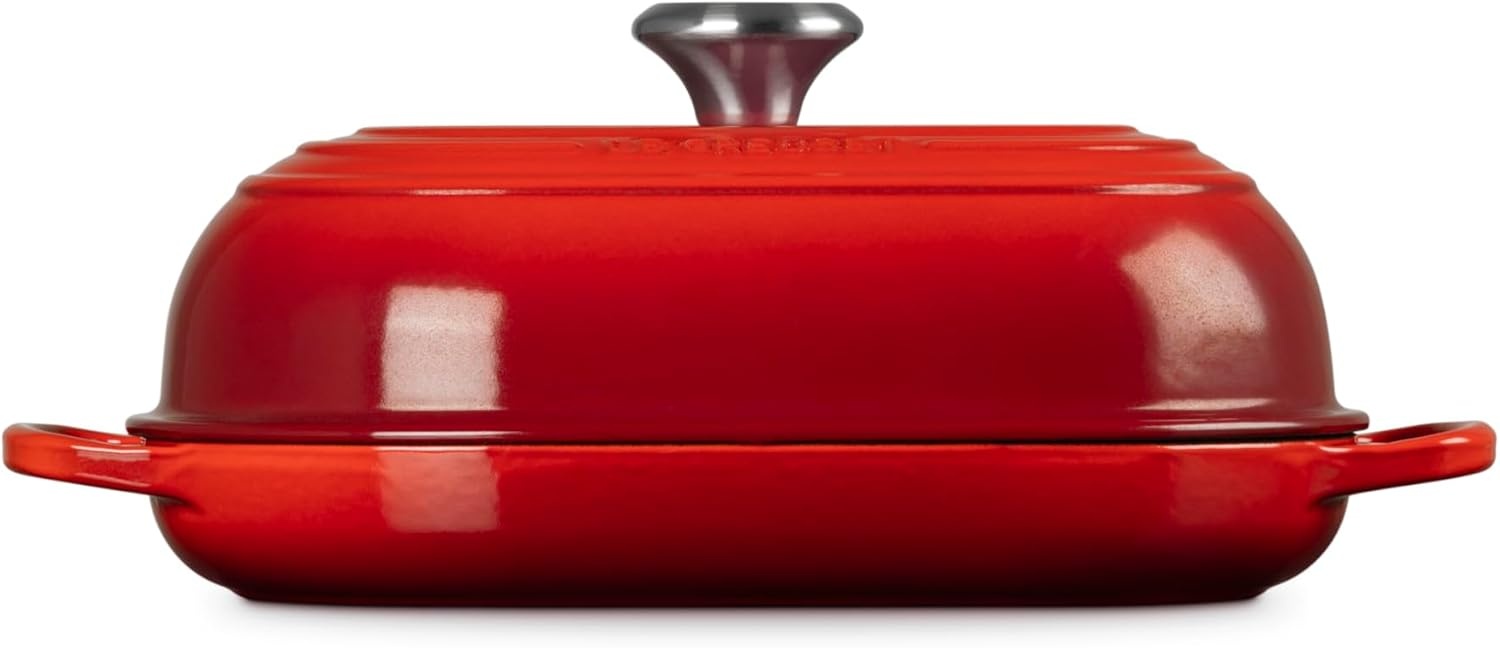 image:imageLe Creuset Enameled Cast Iron Signature Round Bread Oven 95 inch WhiteCerise