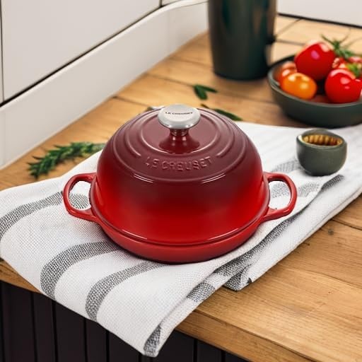 image:imageLe Creuset Enameled Cast Iron Signature Round Bread Oven 95 inch WhiteCerise