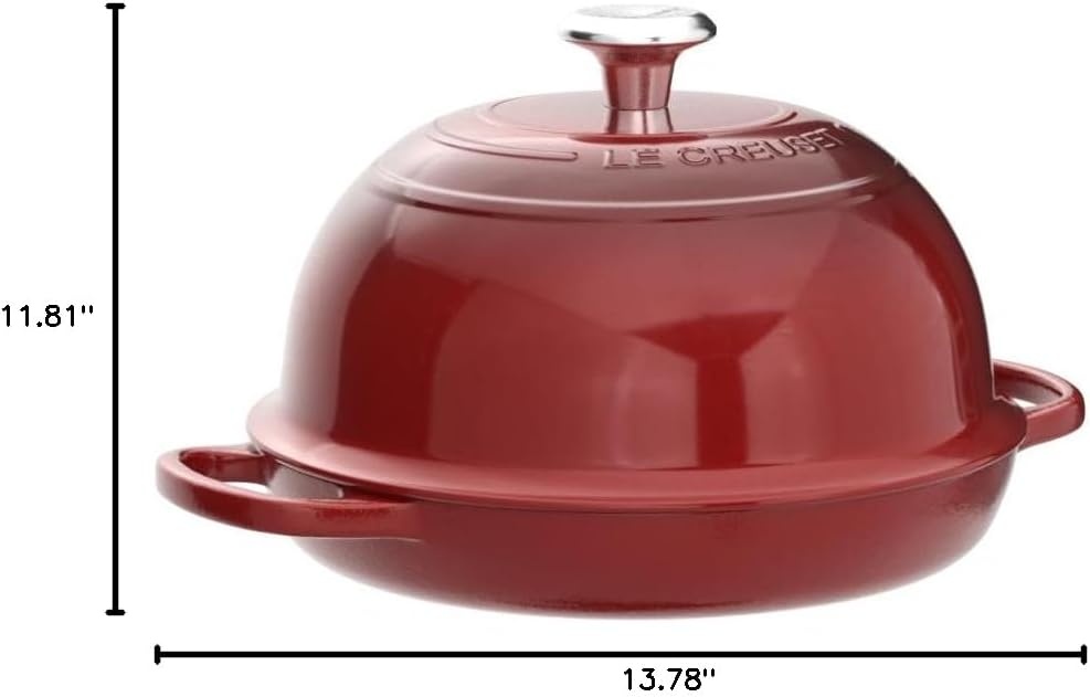 image:imageLe Creuset Enameled Cast Iron Signature Round Bread Oven 95 inch WhiteCerise