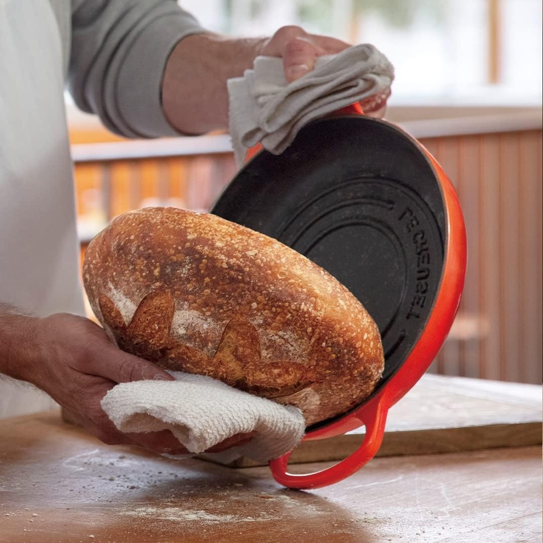 image:imageLe Creuset Enameled Cast Iron Signature Round Bread Oven 95 inch WhiteFlame