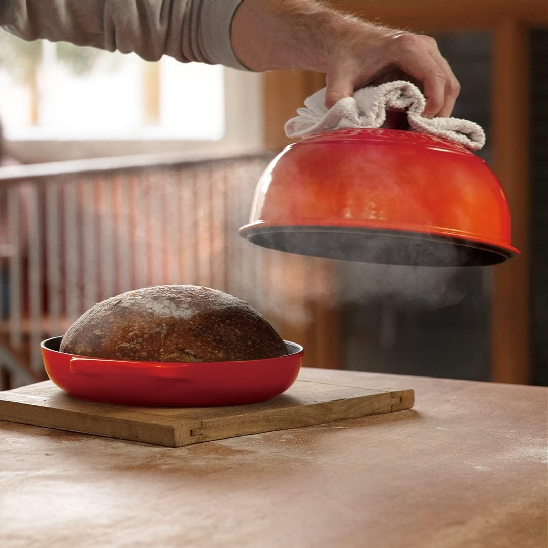 image:imageLe Creuset Enameled Cast Iron Signature Round Bread Oven 95 inch WhiteFlame