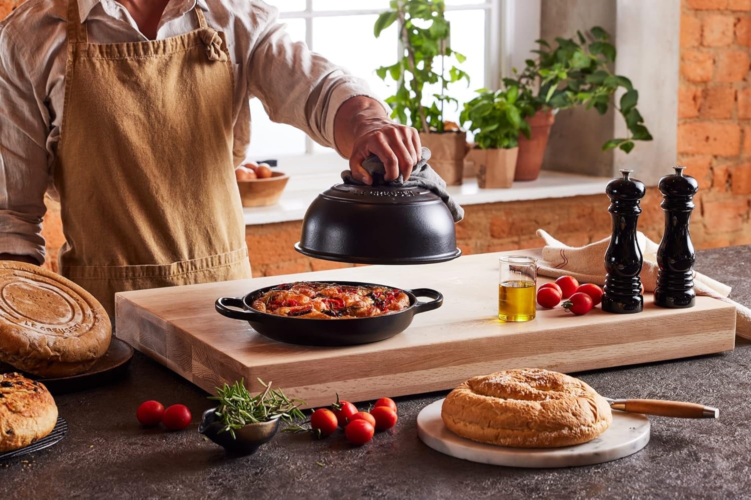image:imageLe Creuset Enameled Cast Iron Signature Round Bread Oven 95 inch WhiteOyster