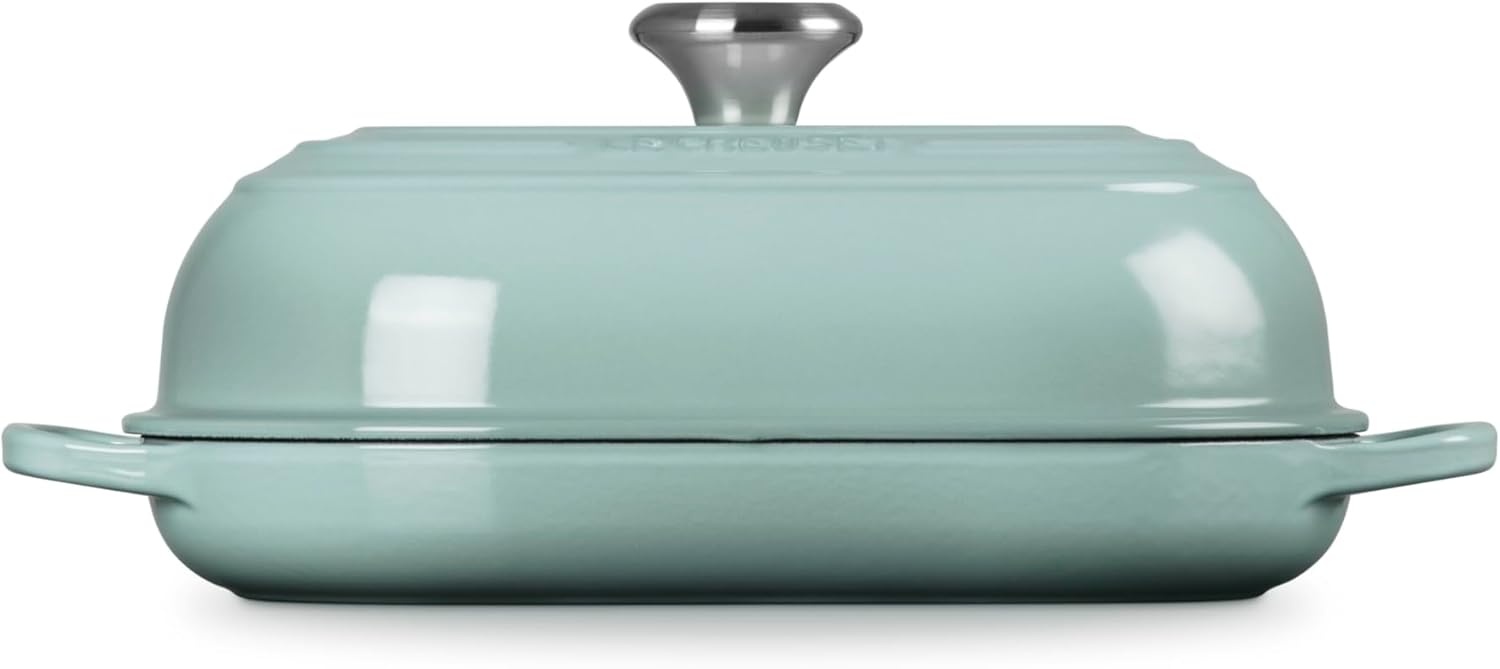 image:imageLe Creuset Enameled Cast Iron Signature Round Bread Oven 95 inch WhiteSea Salt