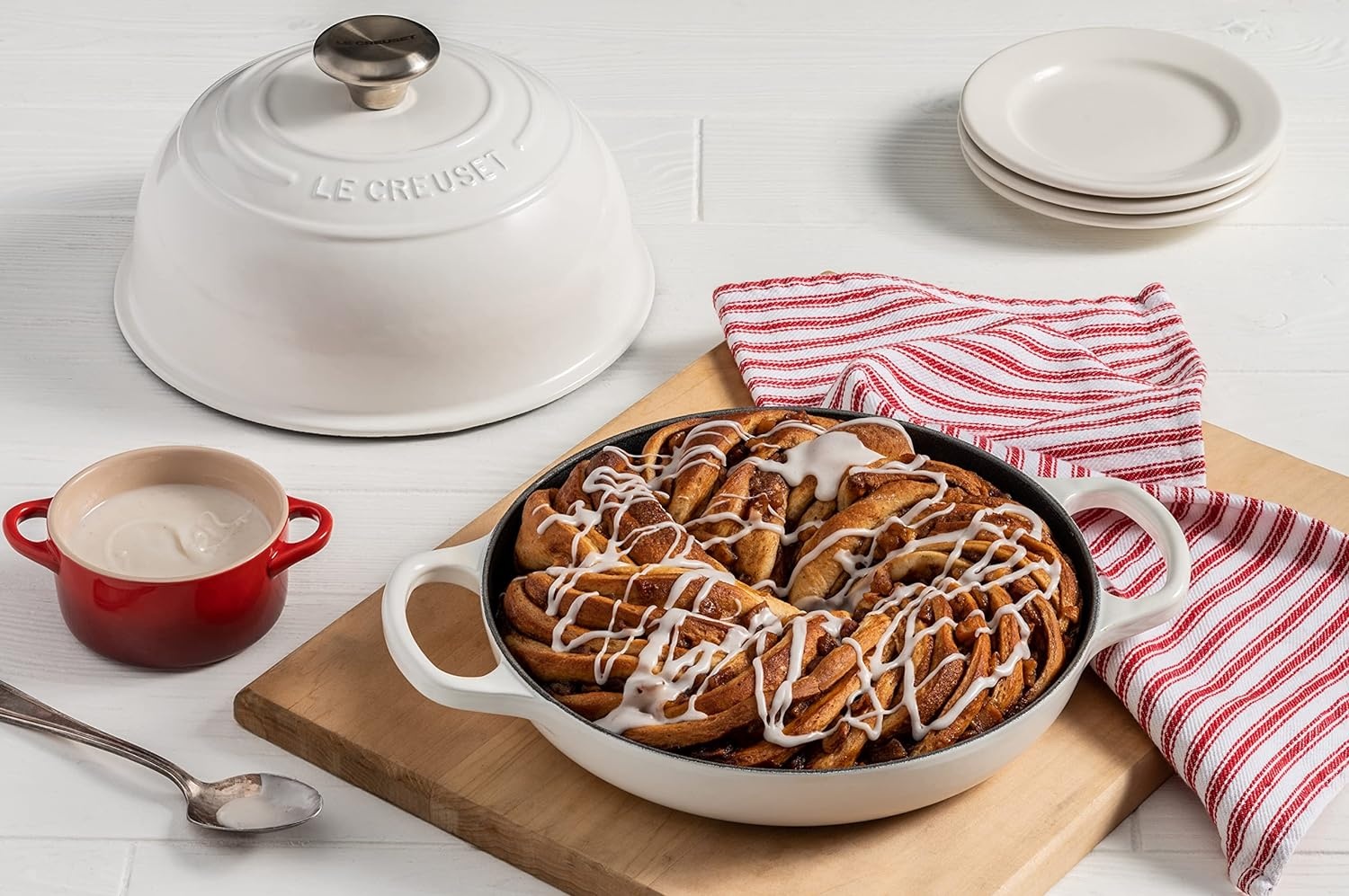 image:imageLe Creuset Enameled Cast Iron Signature Round Bread Oven 95 inch WhiteShallot