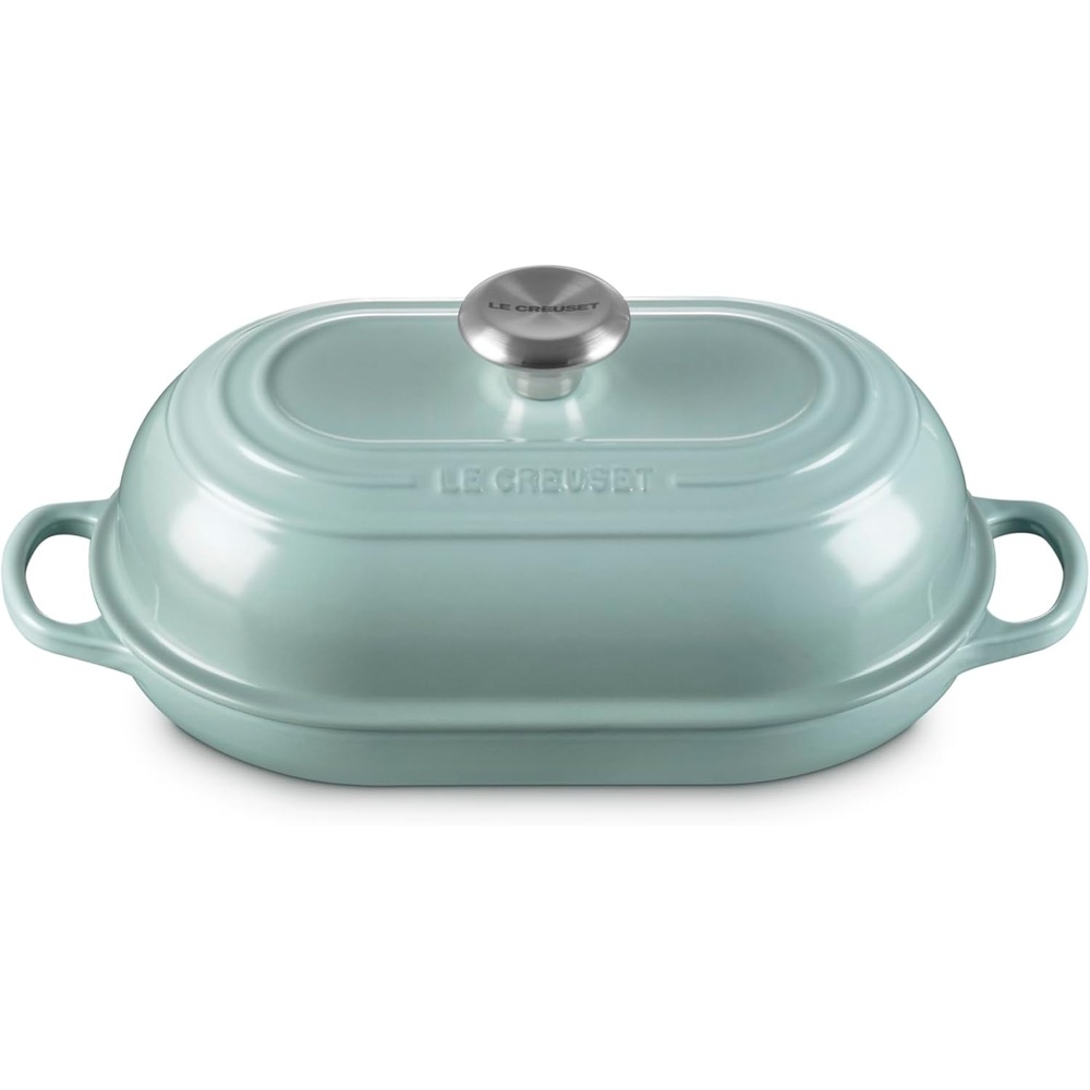 image:imageLe Creuset Enameled Cast Iron Signature Round Bread Oven 95 inch WhiteSea Salt