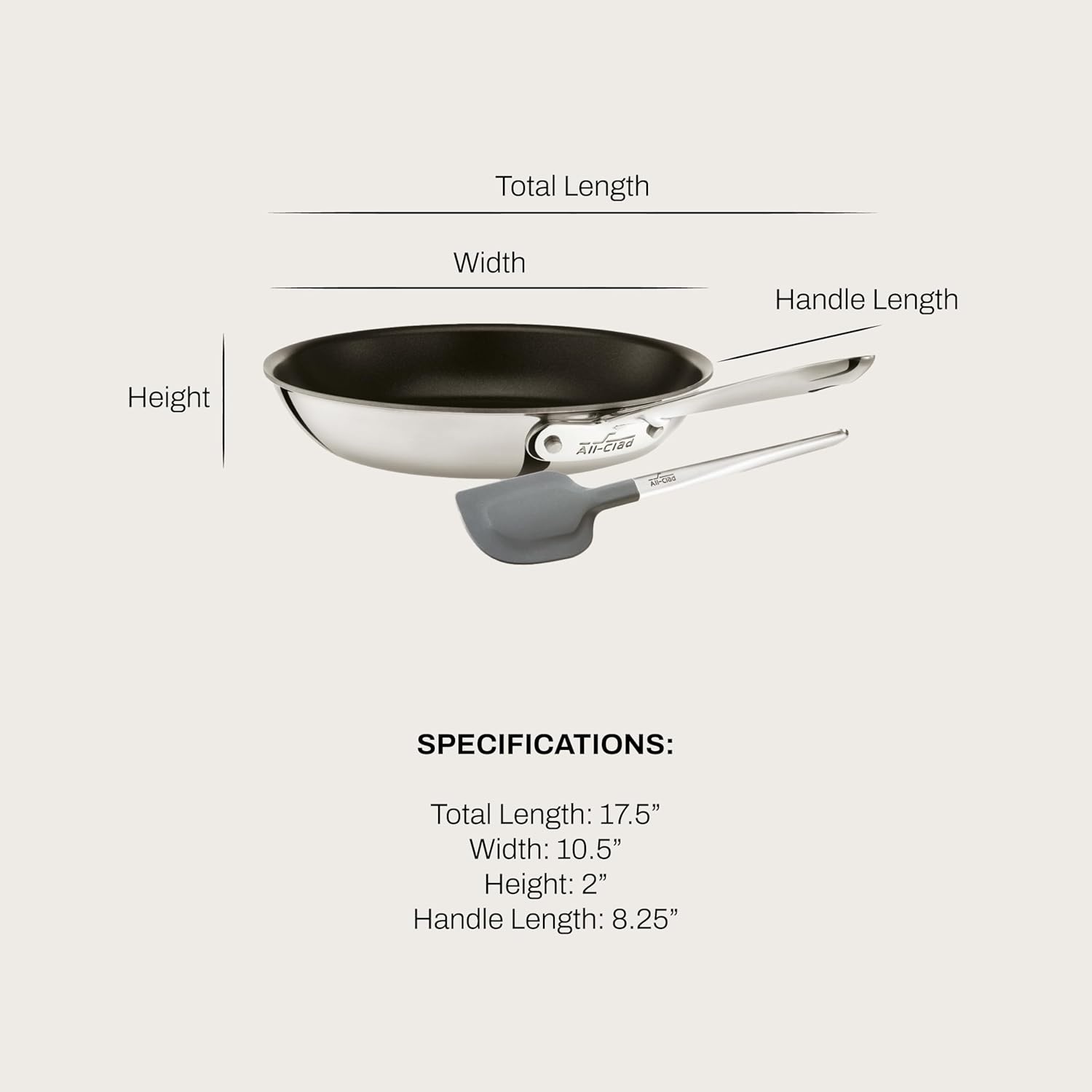 image:imageAllClad D3 Pro Nonstick 3ply Bonded Cookware 10 inch Fry Pan and Spatula