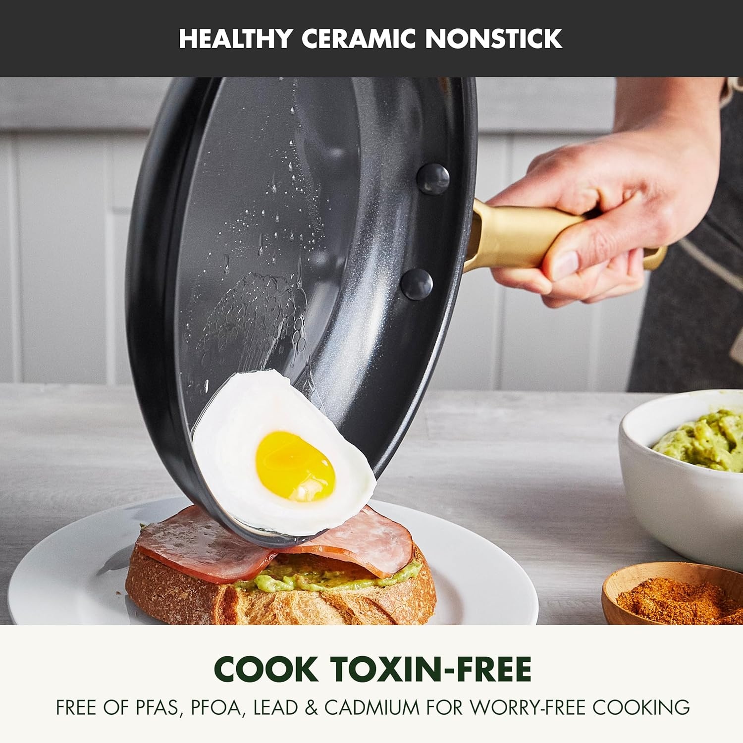 image:imageGreenPan Hard Anodized Healthy Ceramic Nonstick 10 and 12 Frying Pan Skillet Set Gold Handle PFASFree Dishwasher Safe Oven Safe Twilight BlueBlack