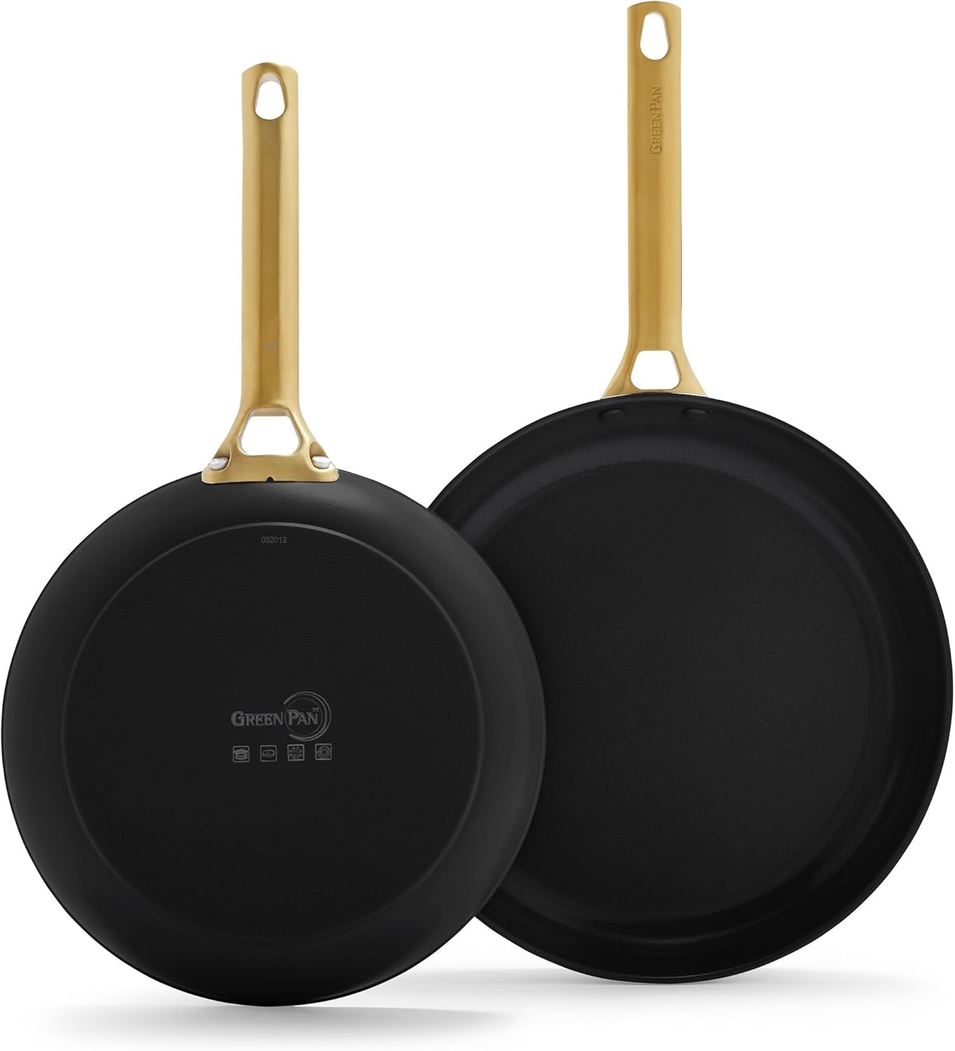 image:imageGreenPan Hard Anodized Healthy Ceramic Nonstick 10 and 12 Frying Pan Skillet Set Gold Handle PFASFree Dishwasher Safe Oven Safe Twilight BlueBlack