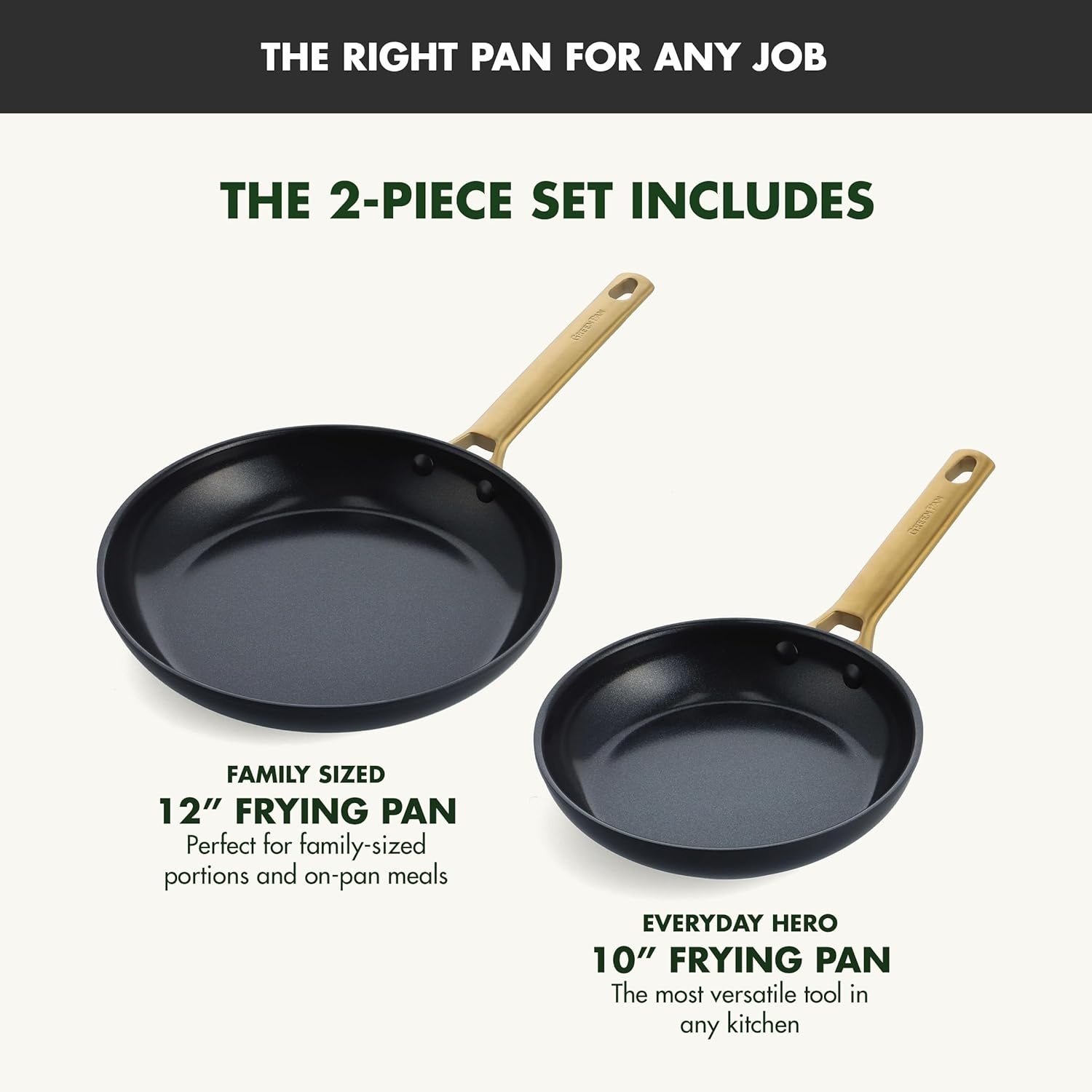image:imageGreenPan Hard Anodized Healthy Ceramic Nonstick 10 and 12 Frying Pan Skillet Set Gold Handle PFASFree Dishwasher Safe Oven Safe Twilight BlueBlack