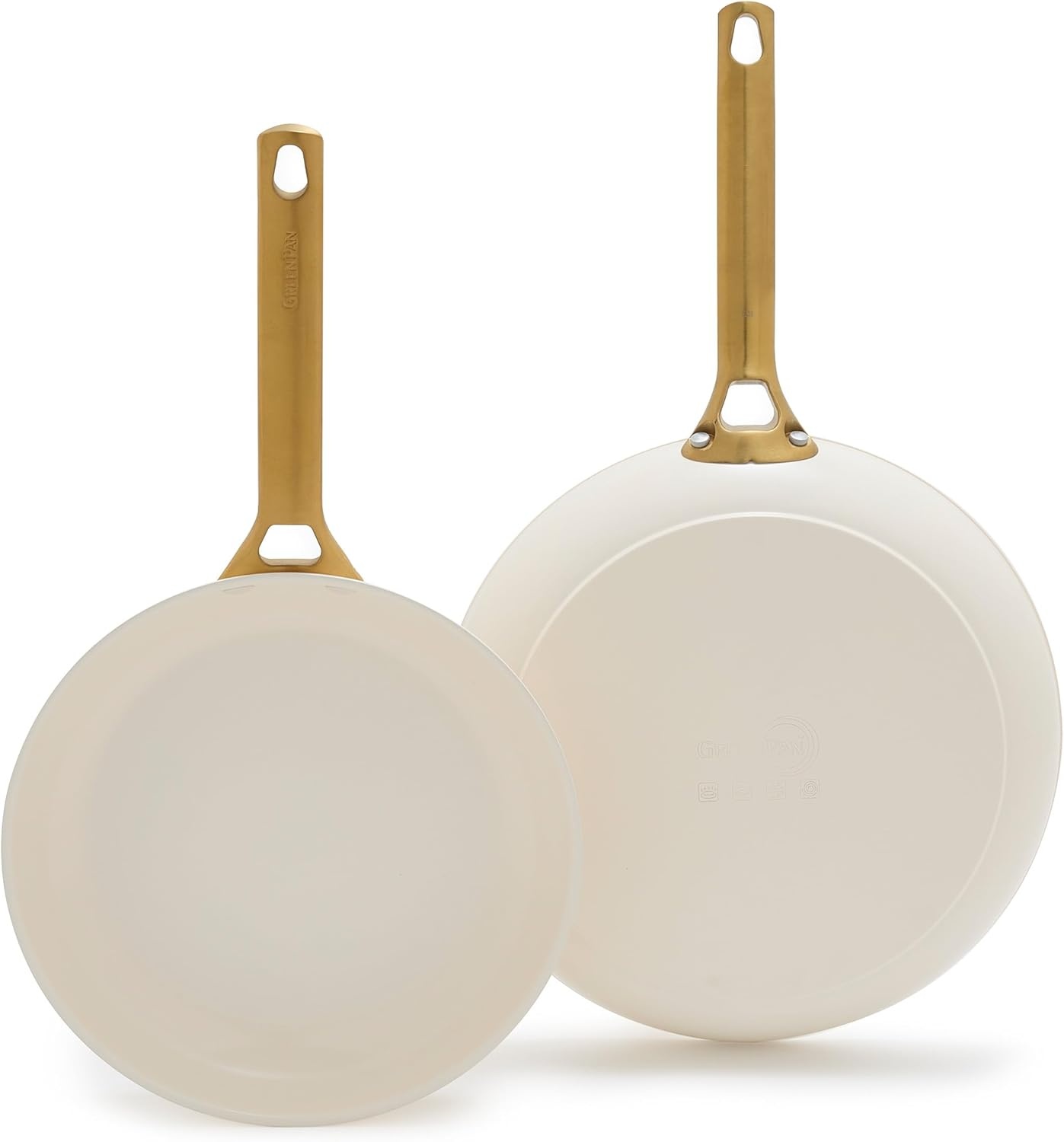 image:imageGreenPan Hard Anodized Healthy Ceramic Nonstick 10 and 12 Frying Pan Skillet Set Gold Handle PFASFree Dishwasher Safe Oven Safe Twilight BlueCream White