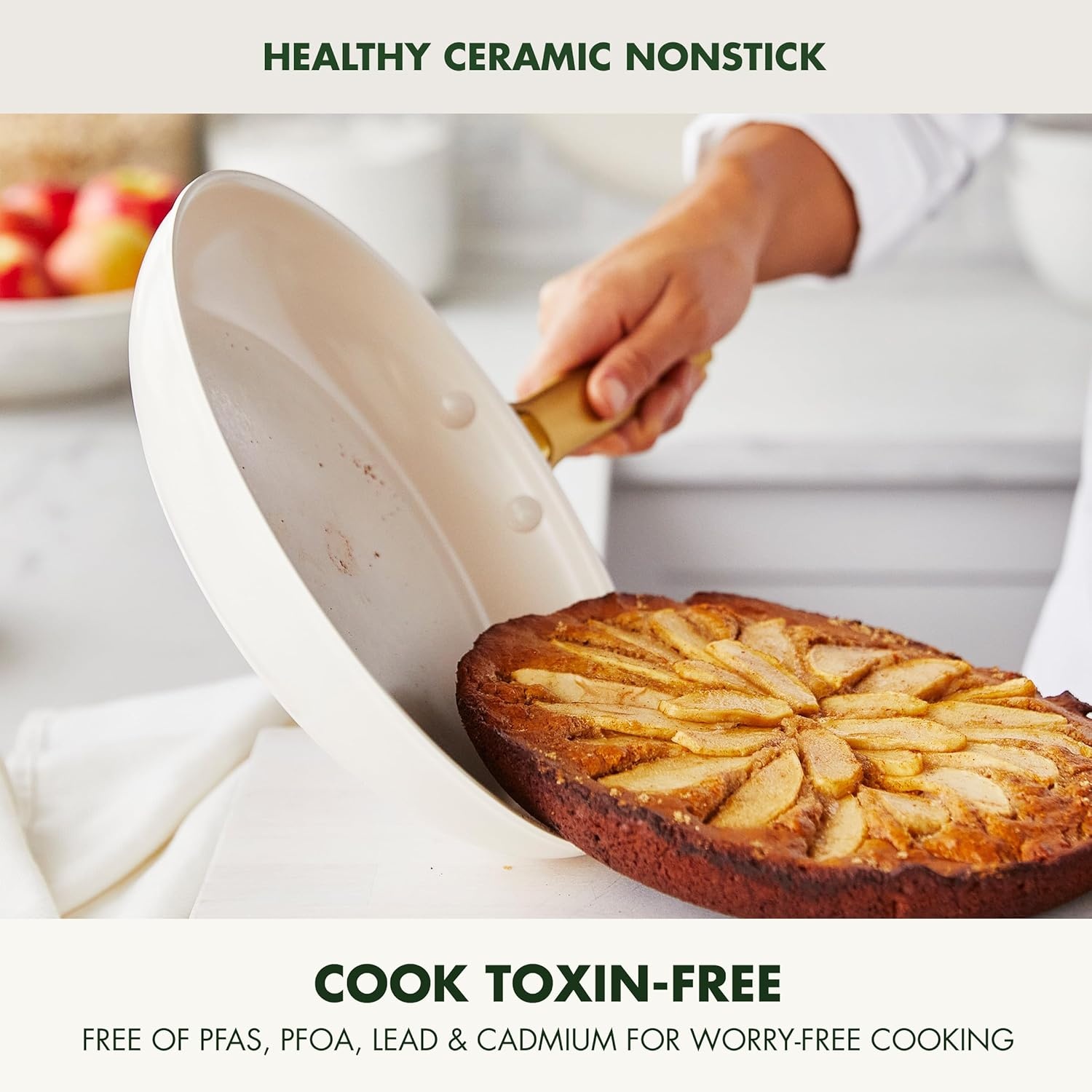 image:imageGreenPan Hard Anodized Healthy Ceramic Nonstick 10 and 12 Frying Pan Skillet Set Gold Handle PFASFree Dishwasher Safe Oven Safe Twilight BlueCream White