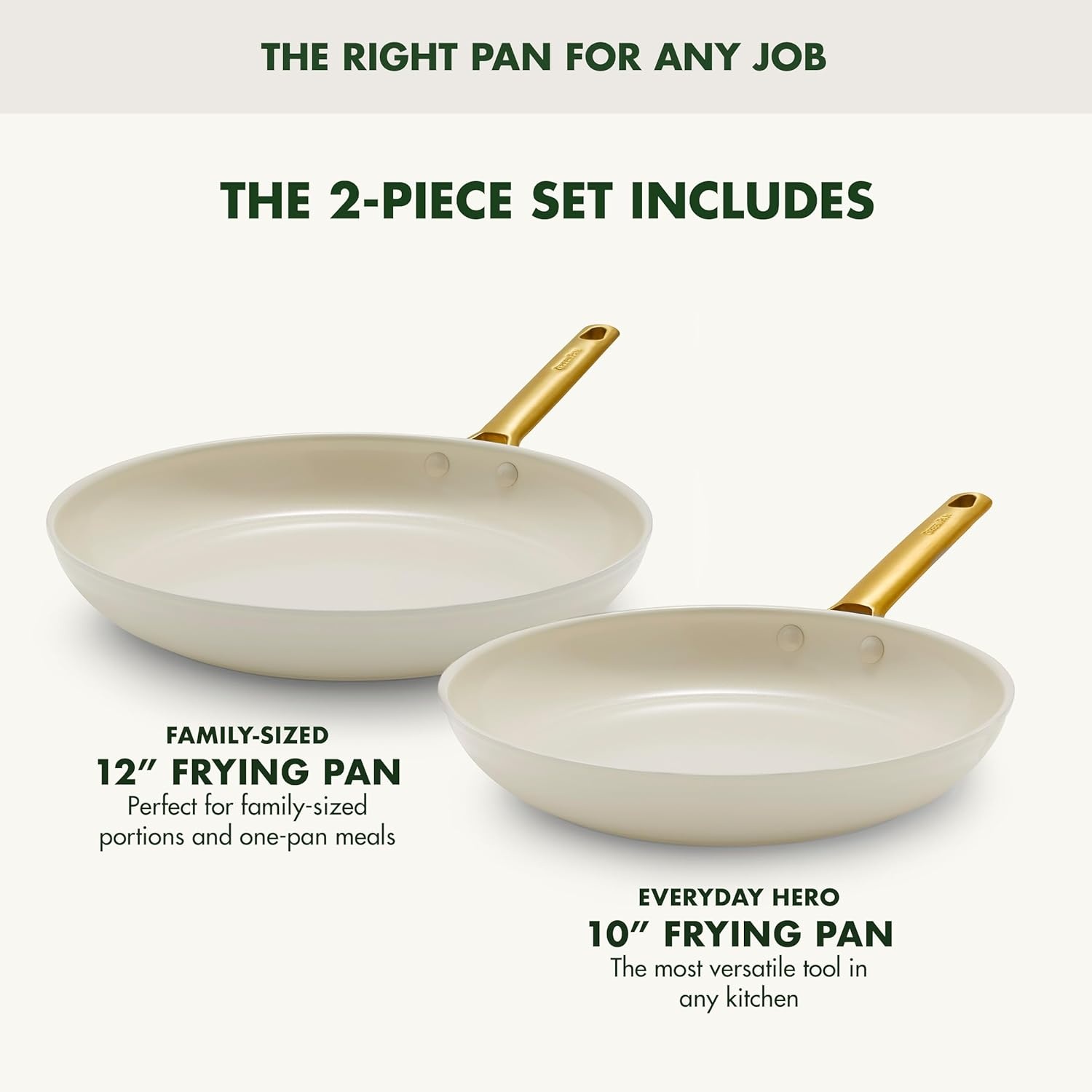 image:imageGreenPan Hard Anodized Healthy Ceramic Nonstick 10 and 12 Frying Pan Skillet Set Gold Handle PFASFree Dishwasher Safe Oven Safe Twilight BlueCream White