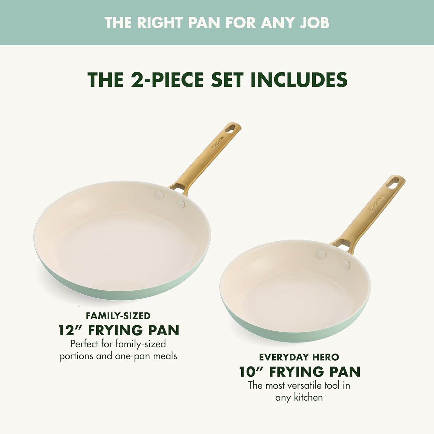 image:imageGreenPan Hard Anodized Healthy Ceramic Nonstick 10 and 12 Frying Pan Skillet Set Gold Handle PFASFree Dishwasher Safe Oven Safe Twilight BlueJulep Green