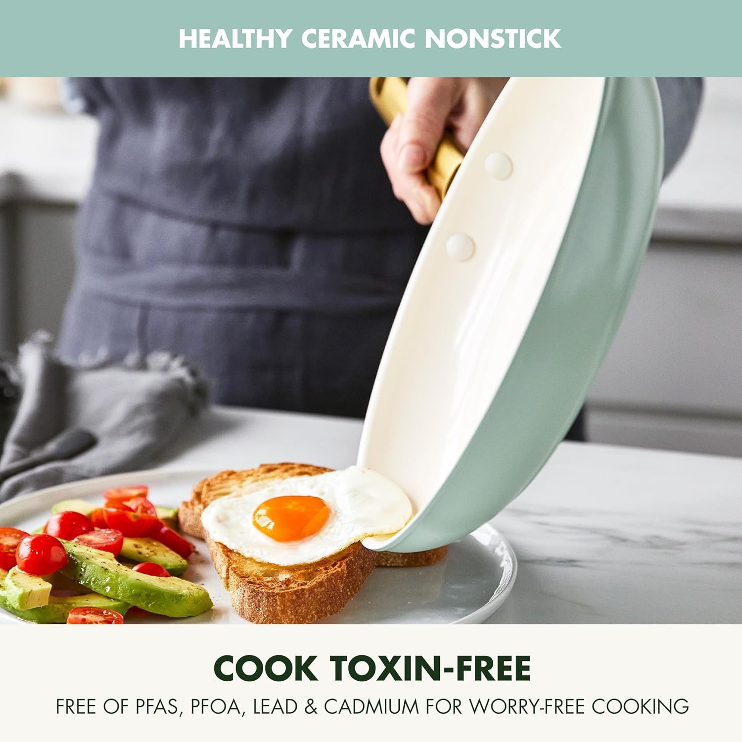 image:imageGreenPan Hard Anodized Healthy Ceramic Nonstick 10 and 12 Frying Pan Skillet Set Gold Handle PFASFree Dishwasher Safe Oven Safe Twilight BlueJulep Green