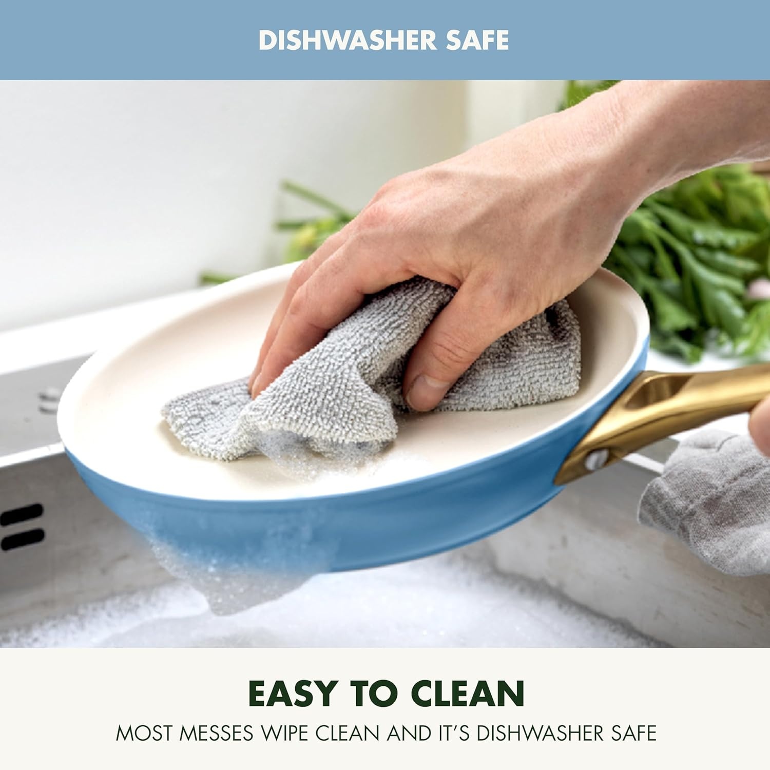 image:imageGreenPan Hard Anodized Healthy Ceramic Nonstick 10 and 12 Frying Pan Skillet Set Gold Handle PFASFree Dishwasher Safe Oven Safe Twilight BlueSky Blue