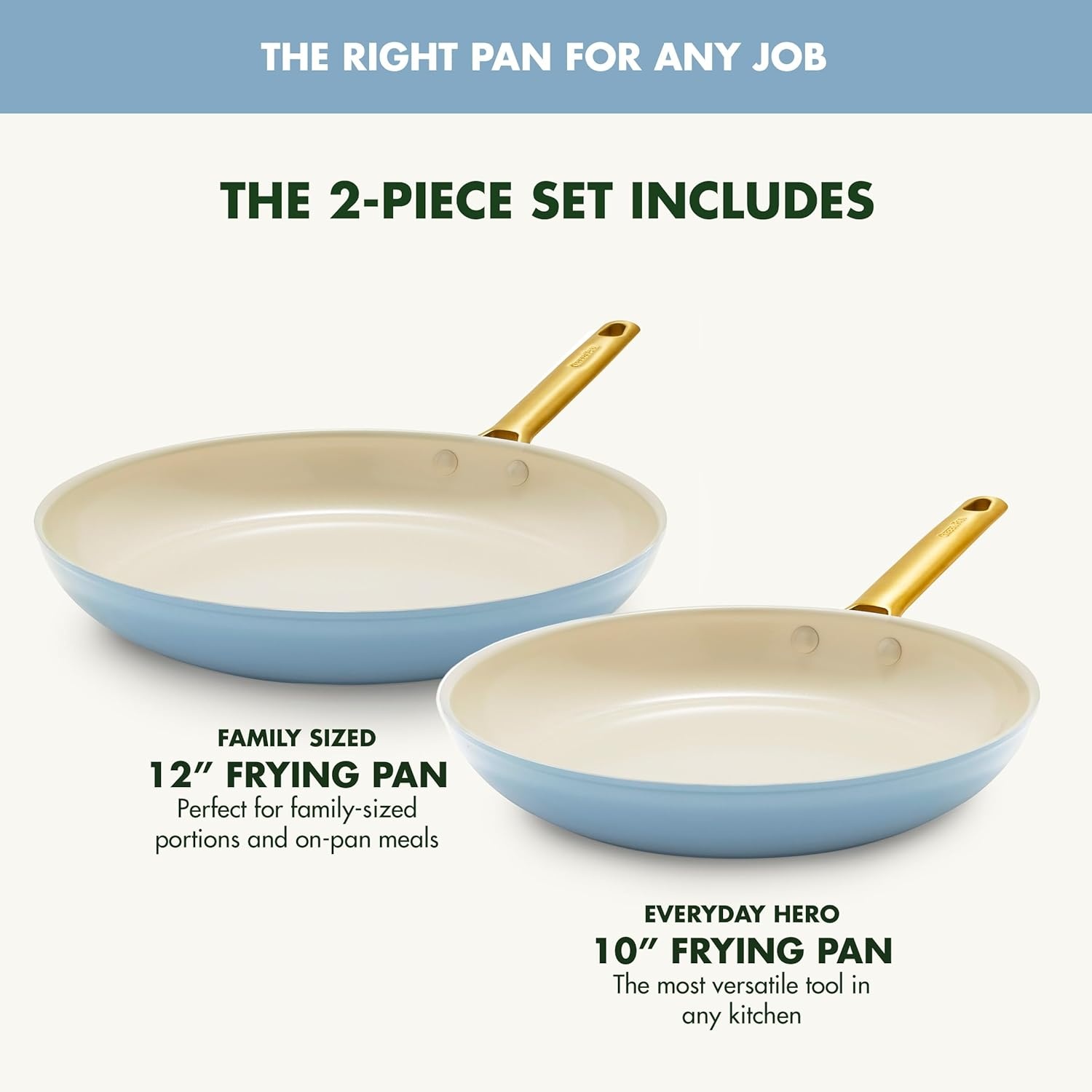 image:imageGreenPan Hard Anodized Healthy Ceramic Nonstick 10 and 12 Frying Pan Skillet Set Gold Handle PFASFree Dishwasher Safe Oven Safe Twilight BlueSky Blue