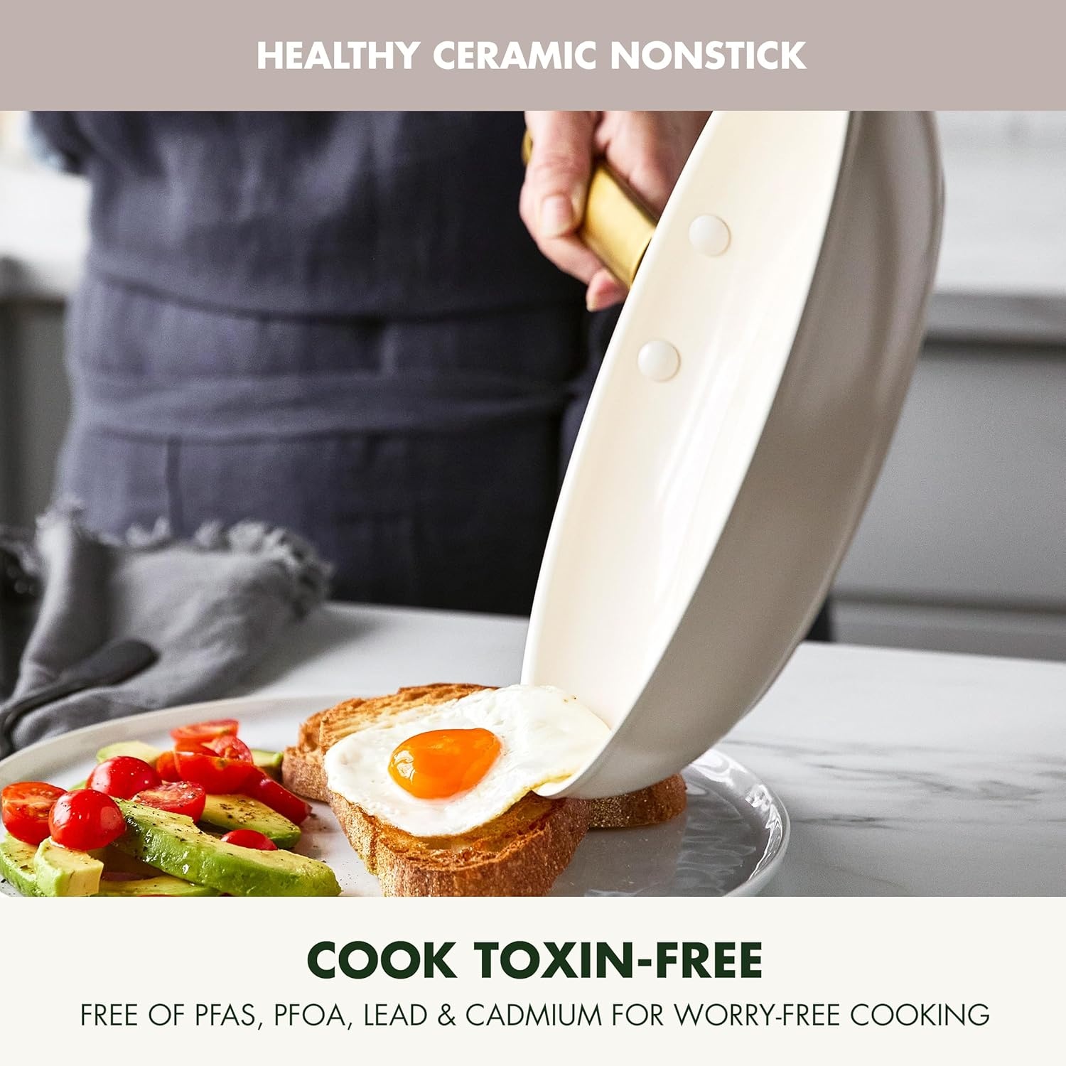 image:imageGreenPan Hard Anodized Healthy Ceramic Nonstick 10 and 12 Frying Pan Skillet Set Gold Handle PFASFree Dishwasher Safe Oven Safe Twilight BlueTaupe