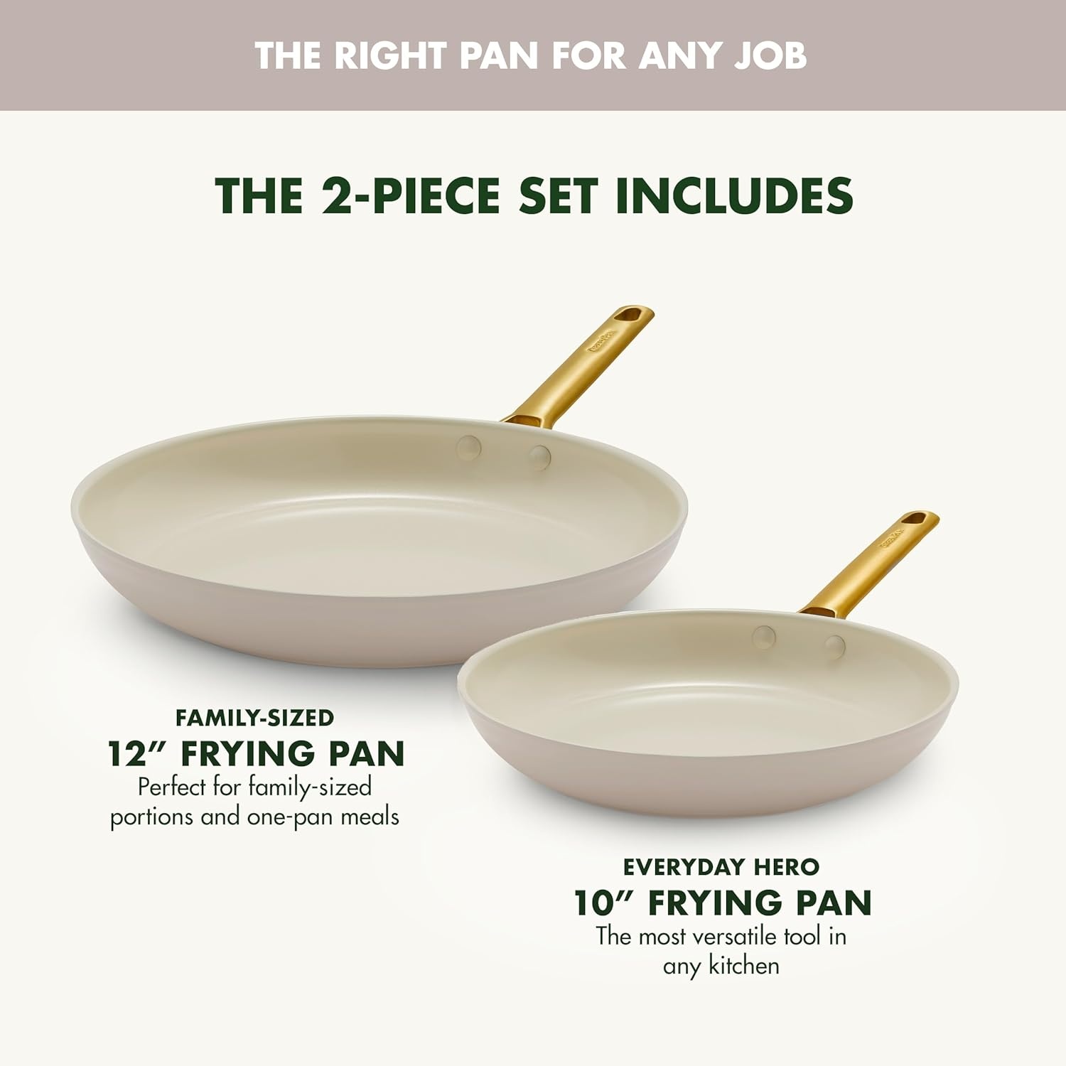 image:imageGreenPan Hard Anodized Healthy Ceramic Nonstick 10 and 12 Frying Pan Skillet Set Gold Handle PFASFree Dishwasher Safe Oven Safe Twilight BlueTaupe