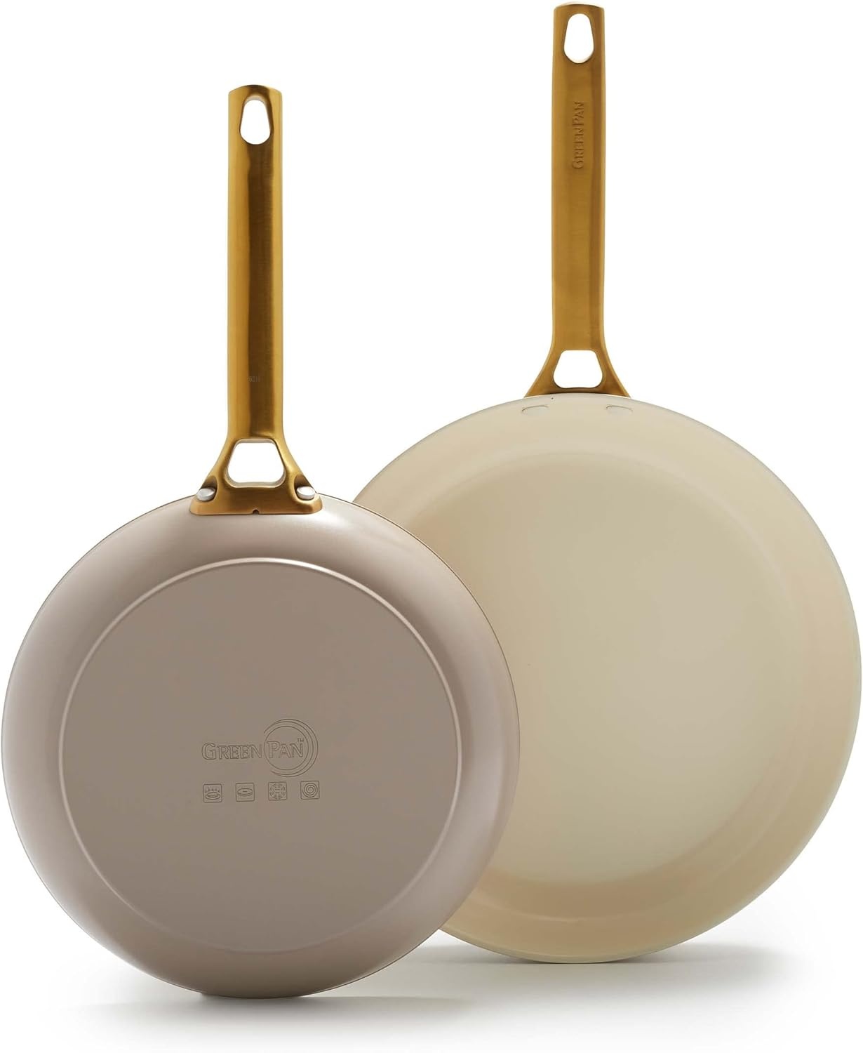 image:imageGreenPan Hard Anodized Healthy Ceramic Nonstick 10 and 12 Frying Pan Skillet Set Gold Handle PFASFree Dishwasher Safe Oven Safe Twilight BlueTaupe