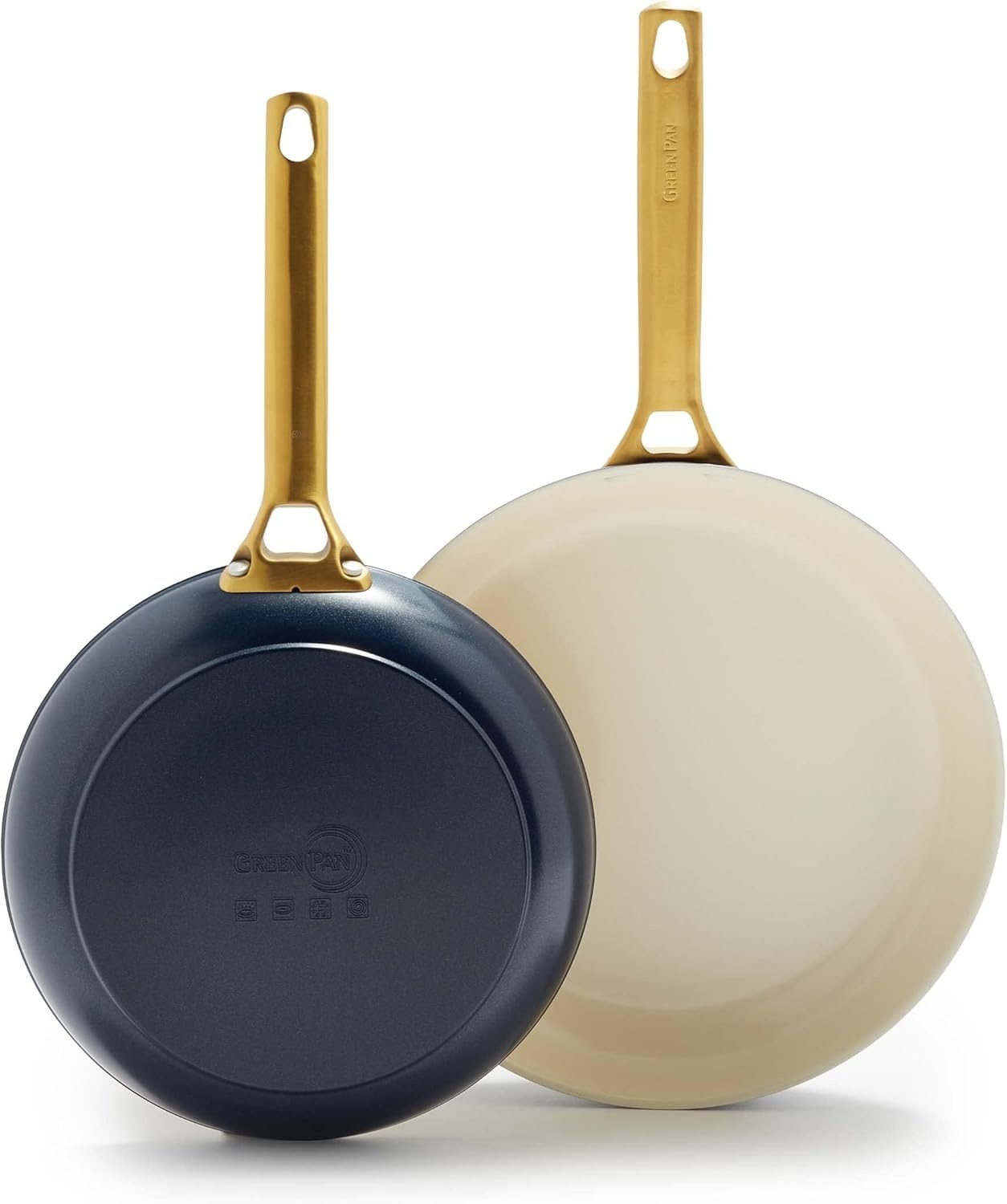 image:imageGreenPan Hard Anodized Healthy Ceramic Nonstick 10 and 12 Frying Pan Skillet Set Gold Handle PFASFree Dishwasher Safe Oven Safe Twilight BlueTwilight Blue