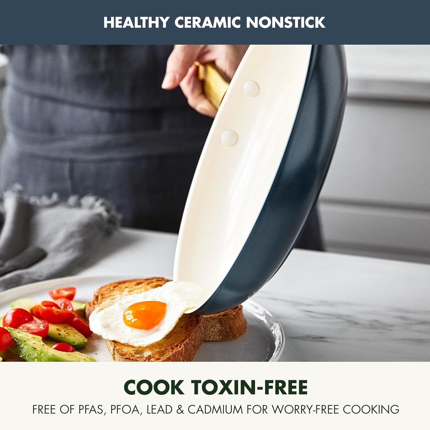 image:imageGreenPan Hard Anodized Healthy Ceramic Nonstick 10 and 12 Frying Pan Skillet Set Gold Handle PFASFree Dishwasher Safe Oven Safe Twilight BlueTwilight Blue