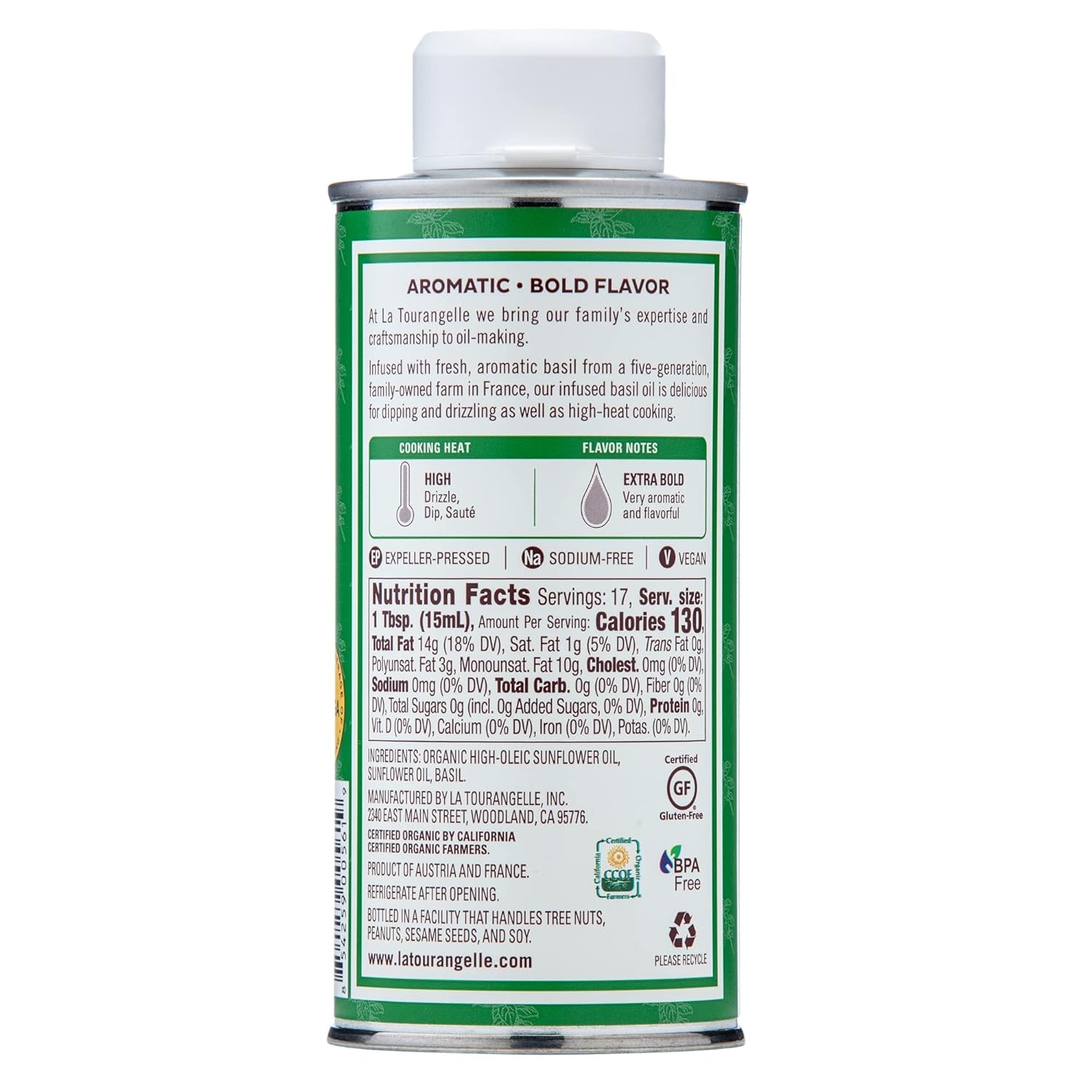 image:imageLa Tourangelle White Truffle Cooking Spray Complex Gourmet Earthy Flavor for Spraying on Pasta Popcorn Vegetables Potatoes and More 5 Fl OzBasil