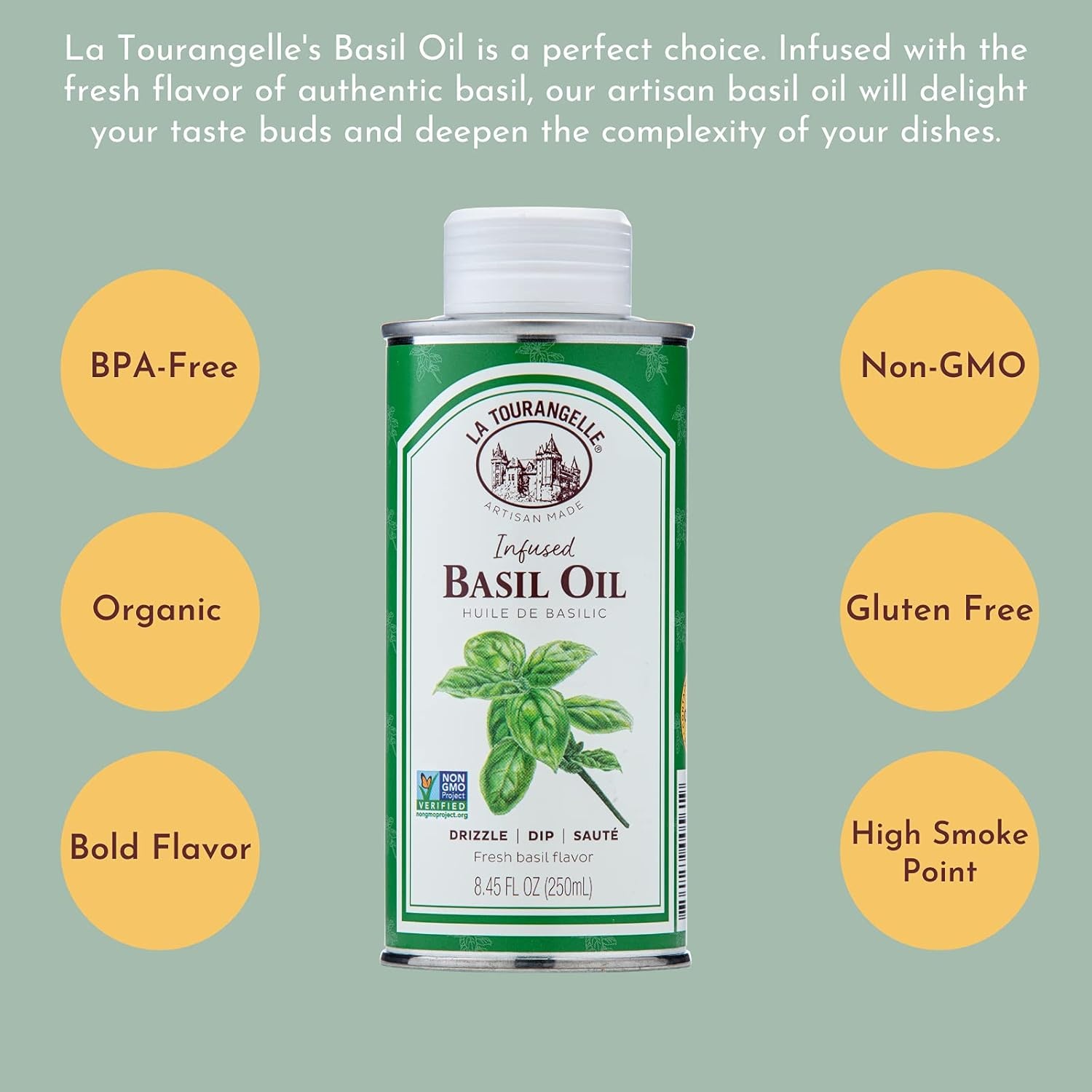 image:imageLa Tourangelle White Truffle Cooking Spray Complex Gourmet Earthy Flavor for Spraying on Pasta Popcorn Vegetables Potatoes and More 5 Fl OzBasil
