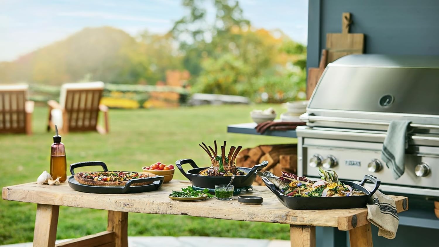 image:imageLe Creuset Alpine Outdoor Collection Enameled Cast Iron Pizza Pan 15Grill Basket