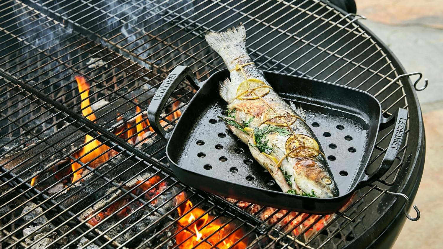 image:imageLe Creuset Alpine Outdoor Collection Enameled Cast Iron Pizza Pan 15Grill Basket