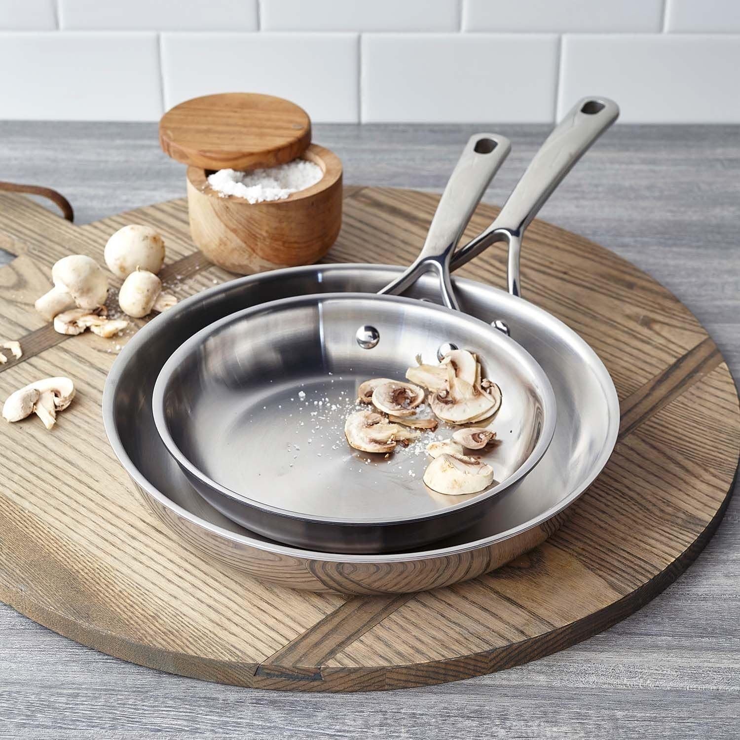image:imageSur La Table Classic 5Ply Stainless Steel 2Piece Skillet Set 8 amp 10 Silver